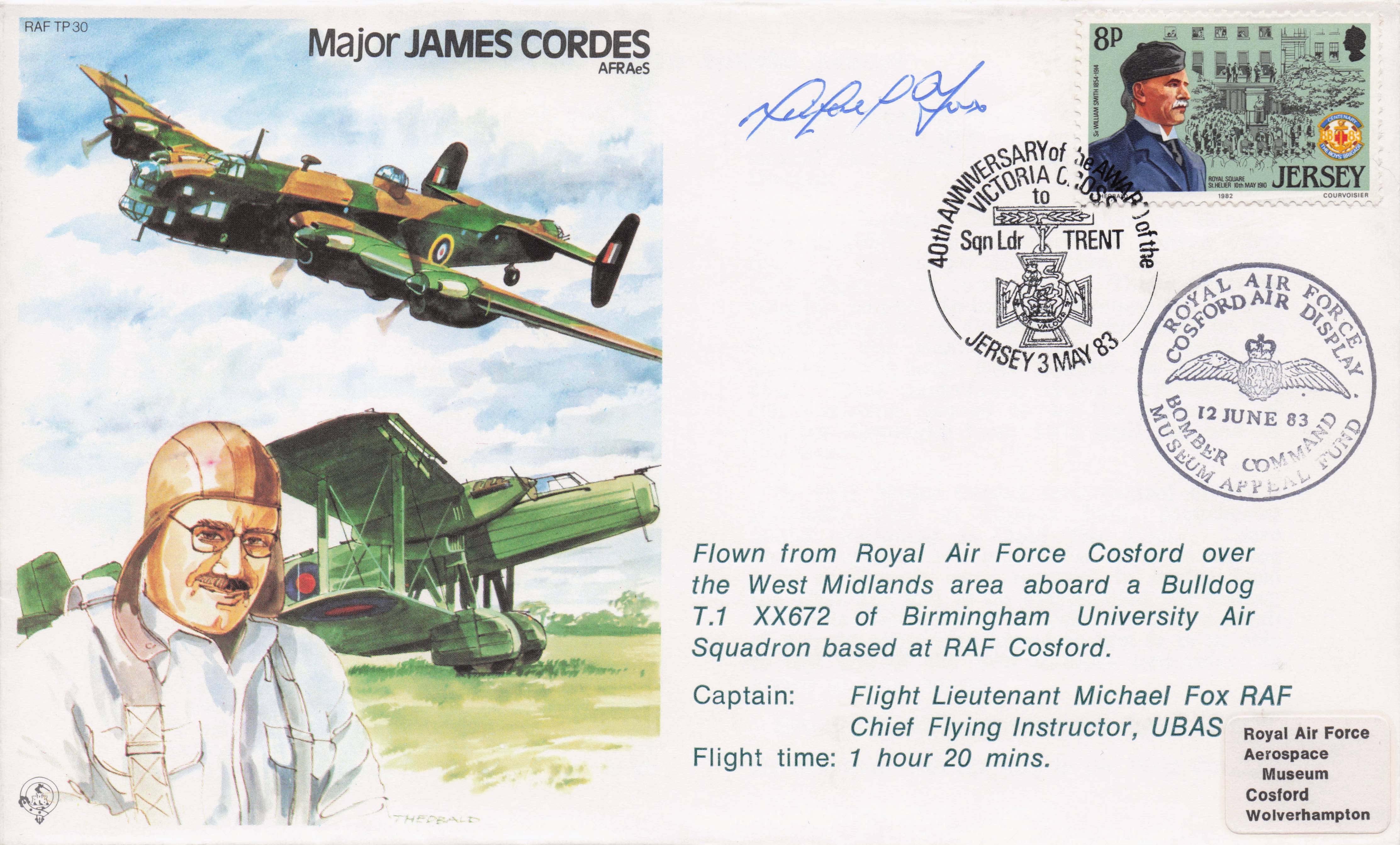 Major James Cordes RAF War WW2 Veteran Hand Signed Military FDC