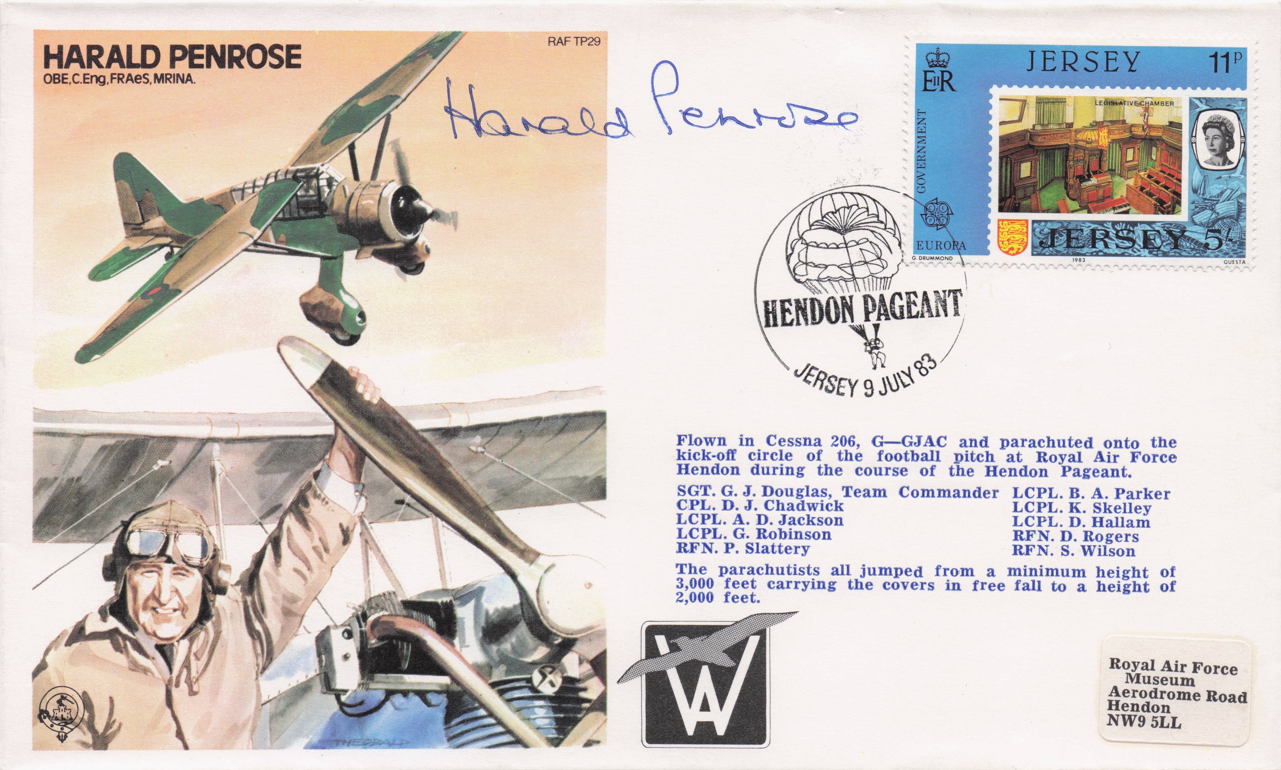 Harald Penrose OBE RAF War WW2 Veteran Hand Signed Military FDC