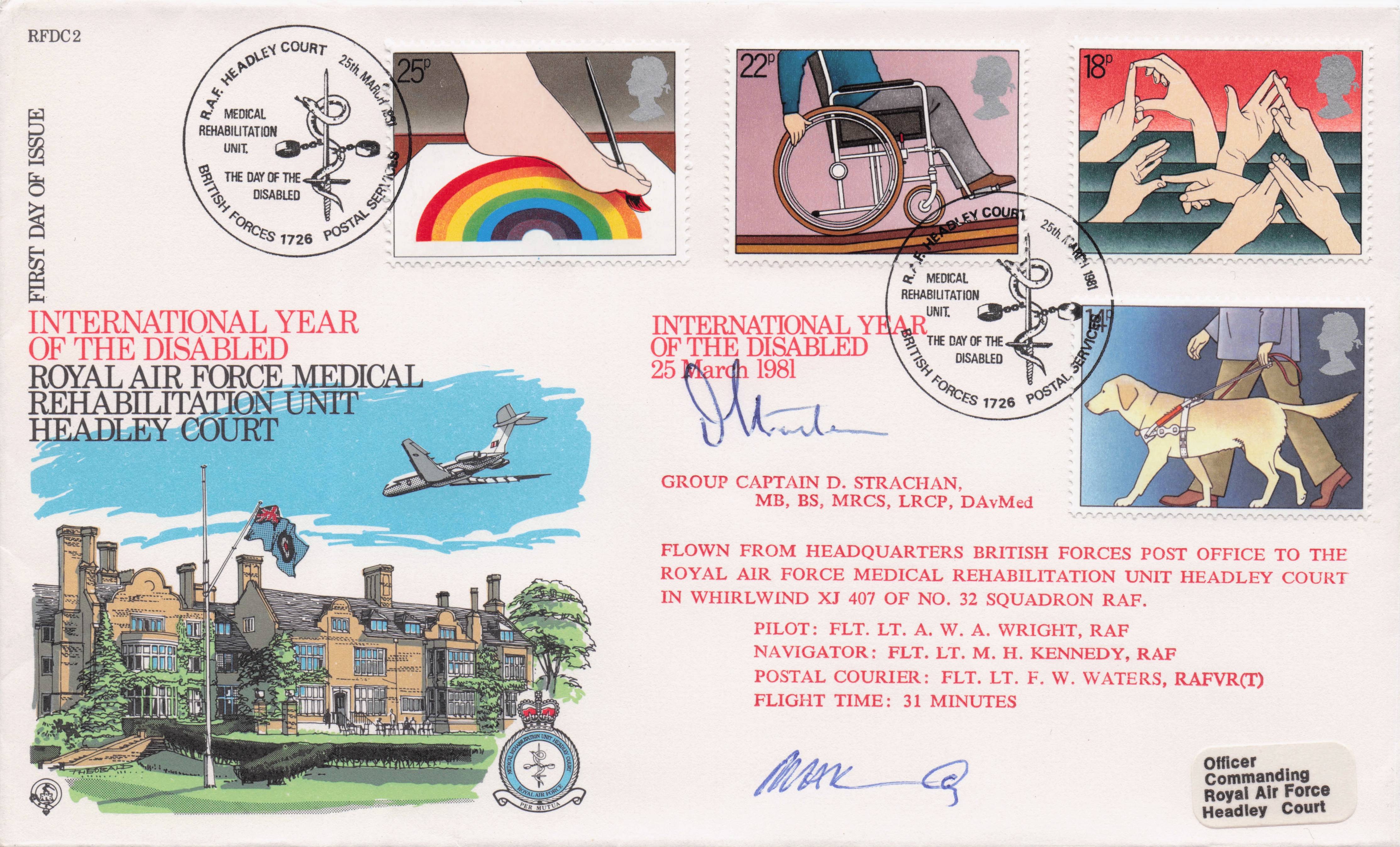Headley Court 1981 RAF Medical Rehabilitation Unit Military Captain Hand Signed FDC