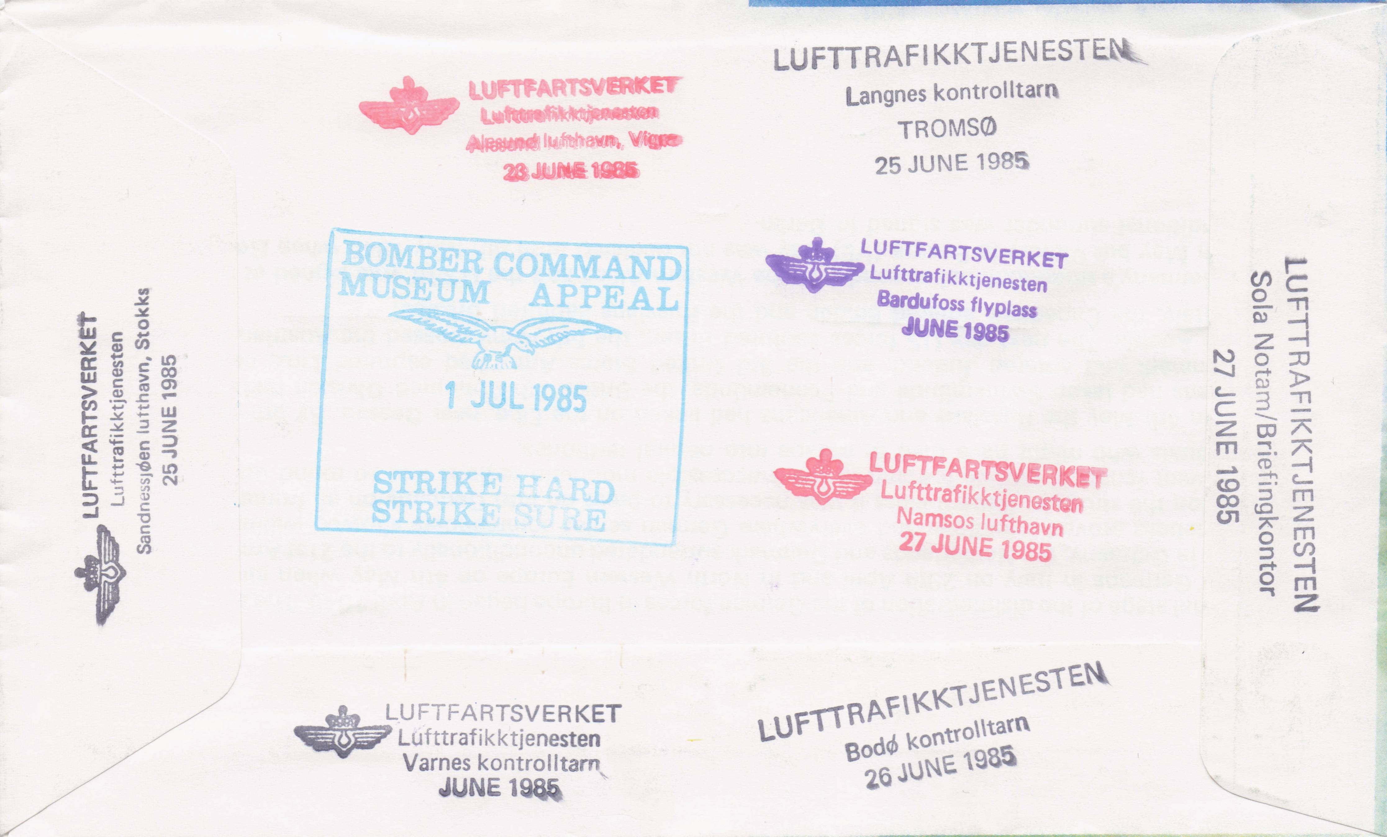 VE WW2 Victory Day Banak Norway Frank Plane Military Hand Signed FDC