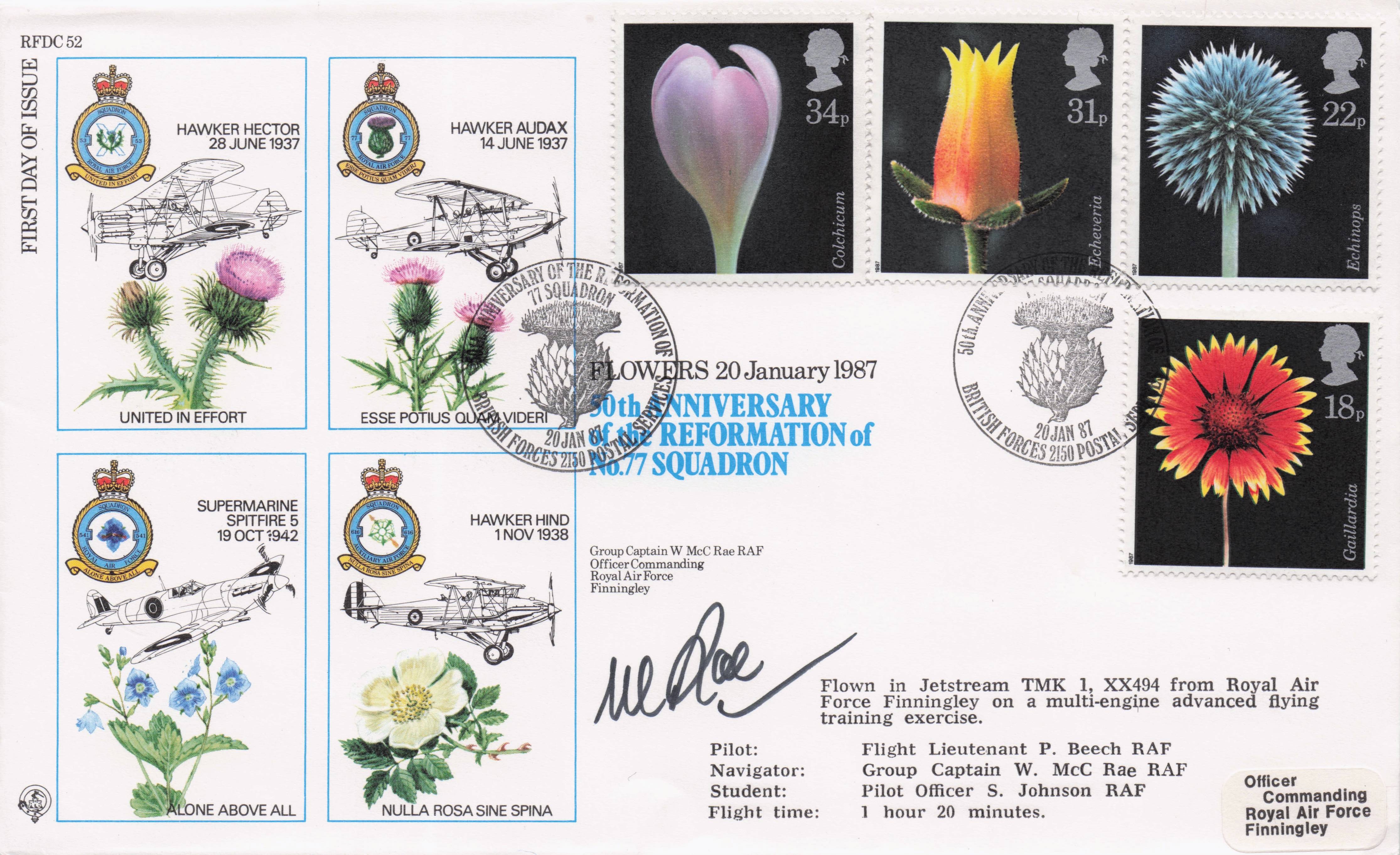 77 Squadron WW2 Reformation 50th Anniversary RAF Military Hand Signed FDC