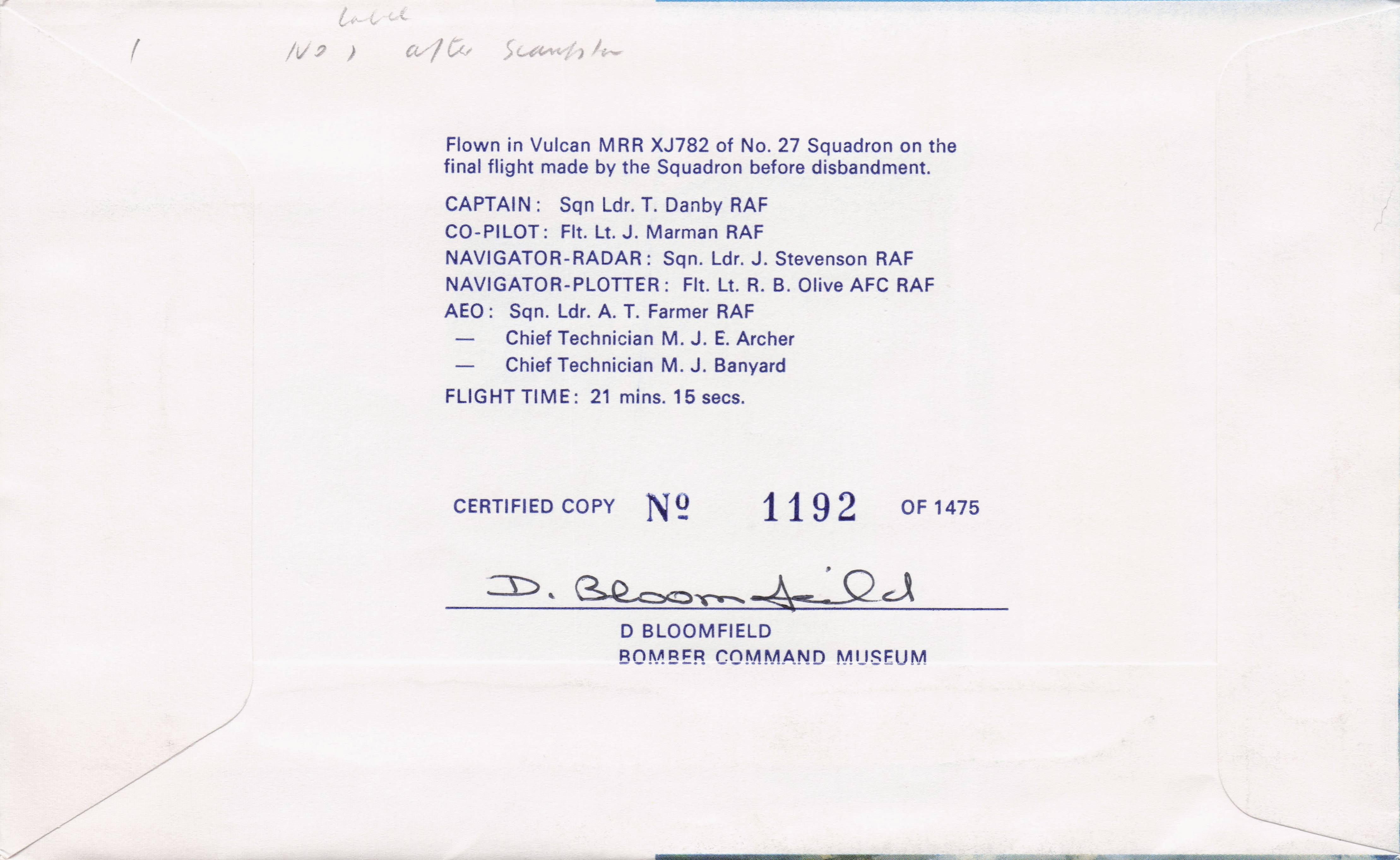 70th Anniversary 1912 RAF Royal Flying Corps Formation DOUBLE Hand Signed FDC