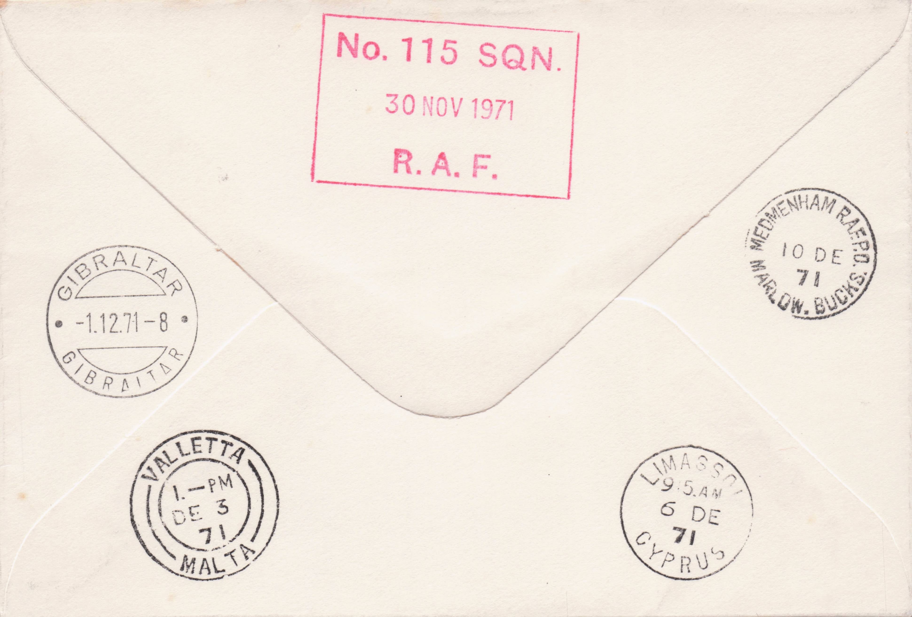 RAF Medmenham 1971 Radio Services 115 Squadron Military Hand Signed FDC