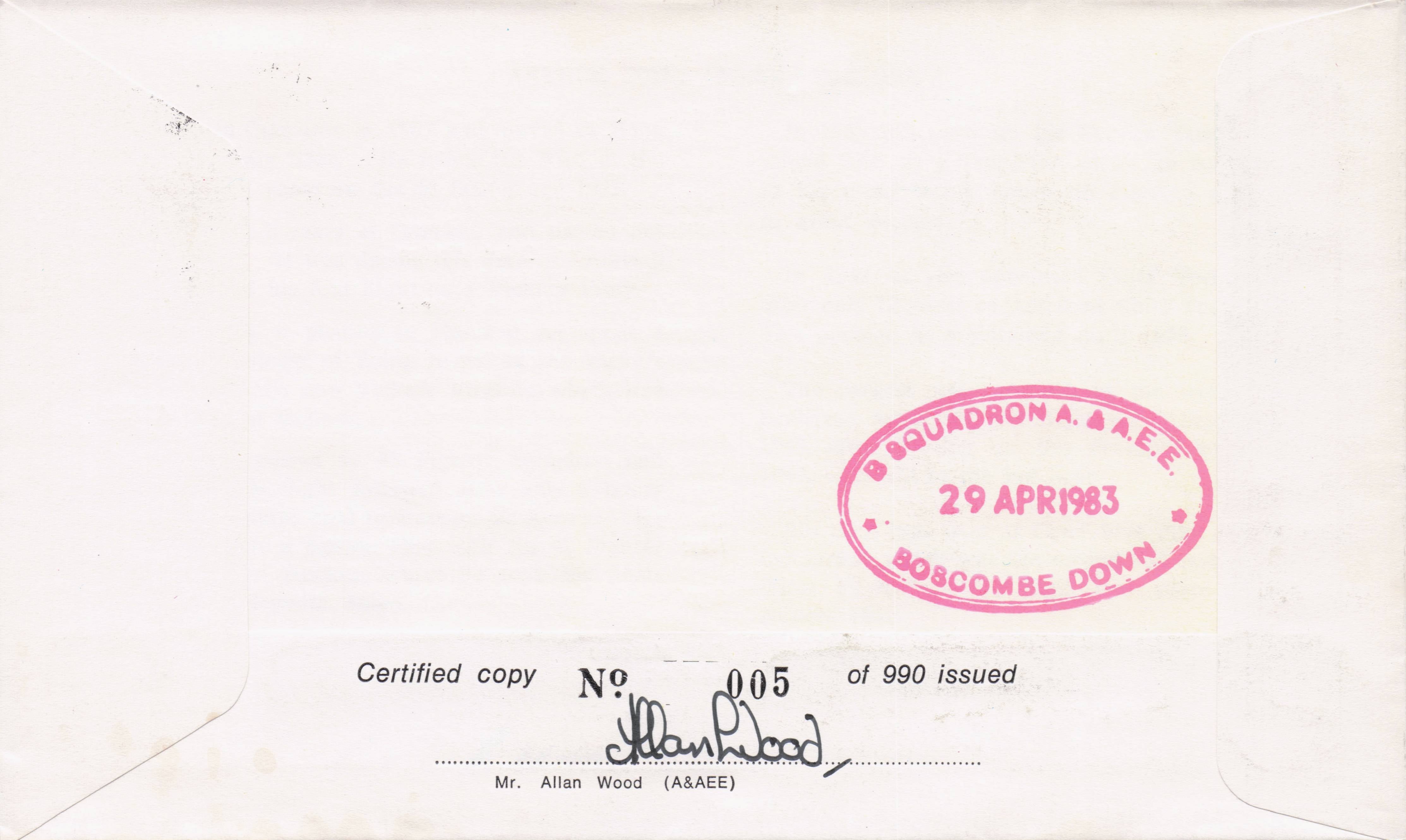 Bill Pegg RAF Jersey Archibald Russell Military Hand Signed 1983 FDC
