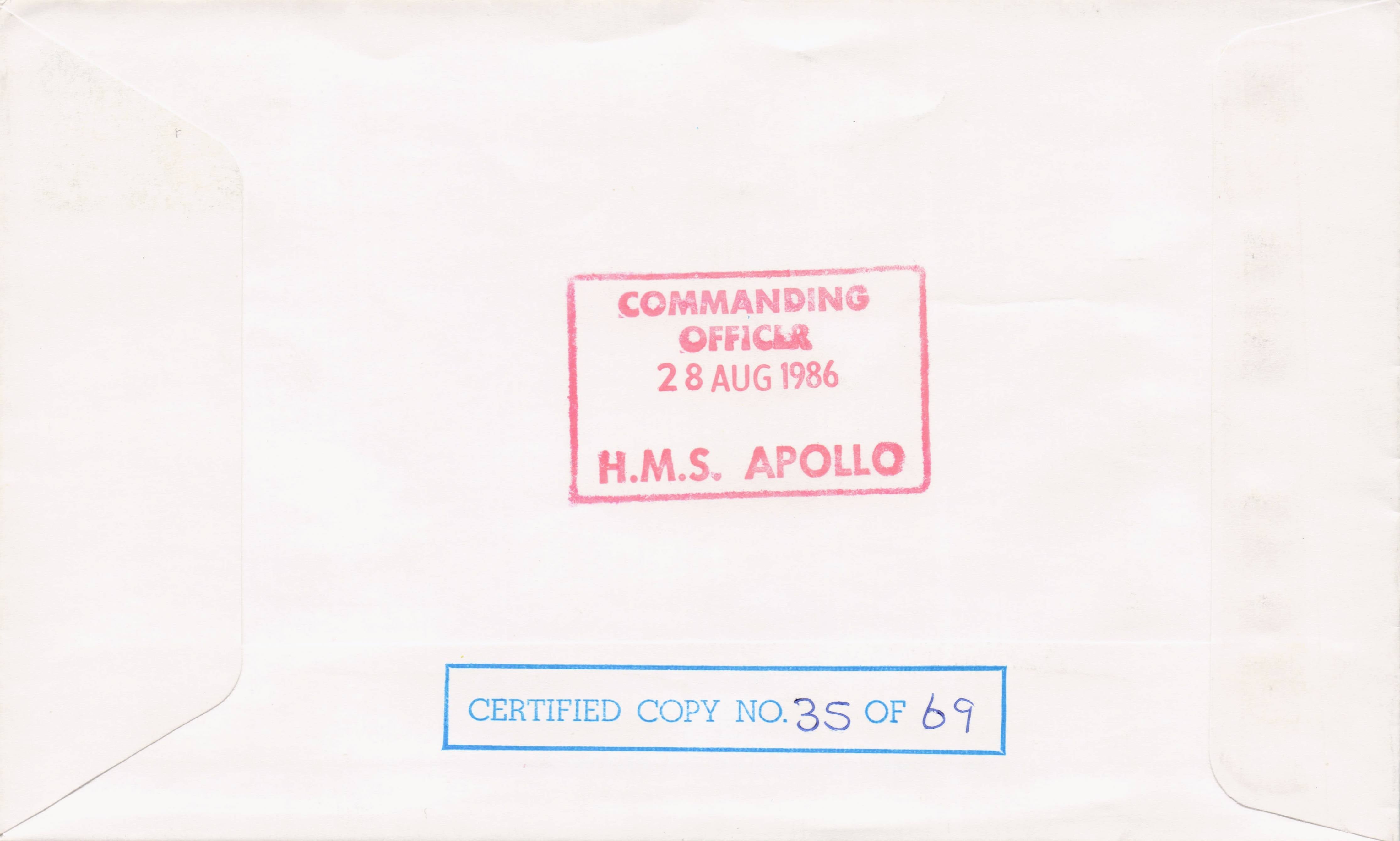 Royal Wedding 1986 HMS Apollo Ship Commander Ltd To 69 Hand Signed FDC