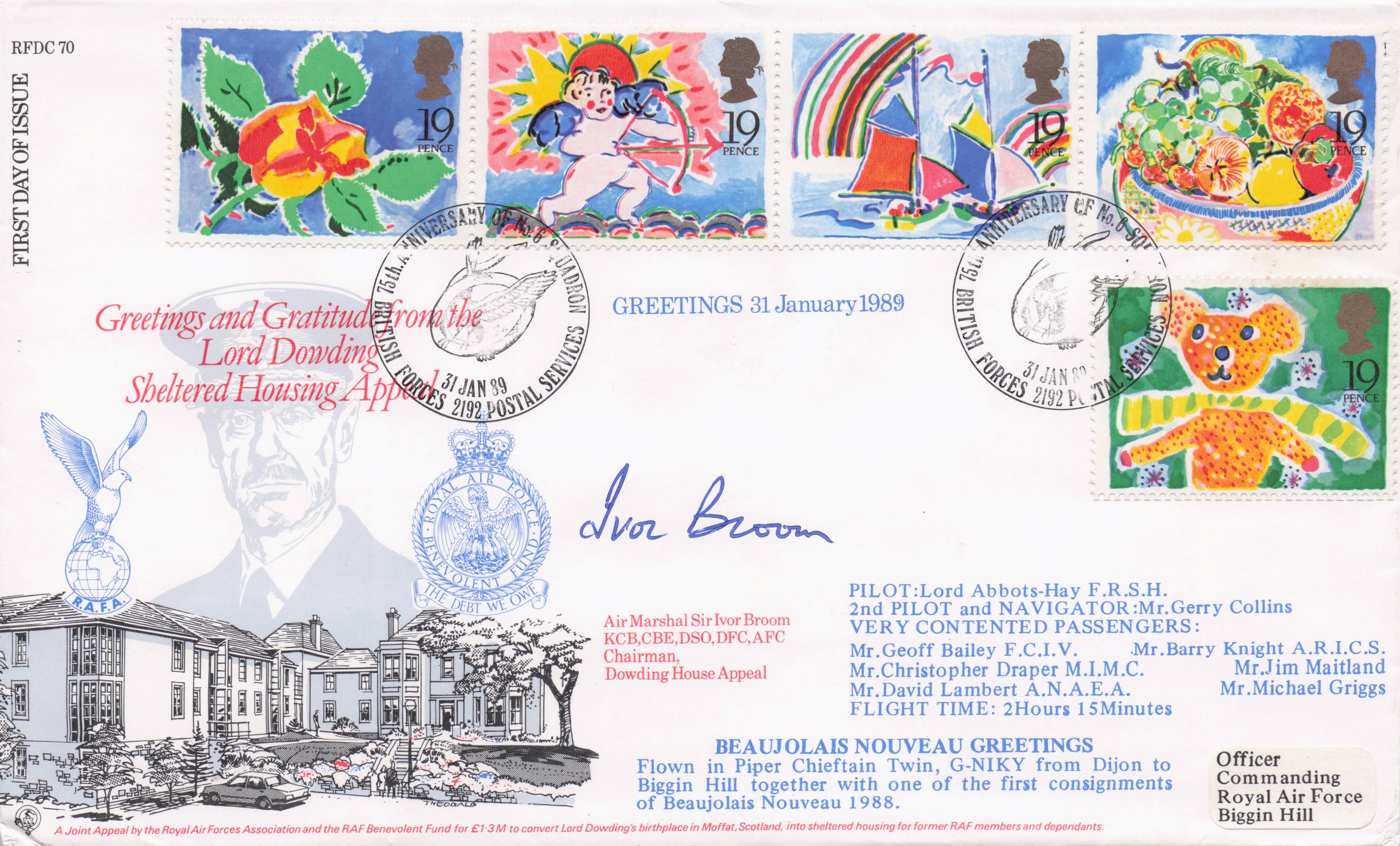 Sheltered Housing Appeal 1989 Dowding Chairman Hand Signed FDC