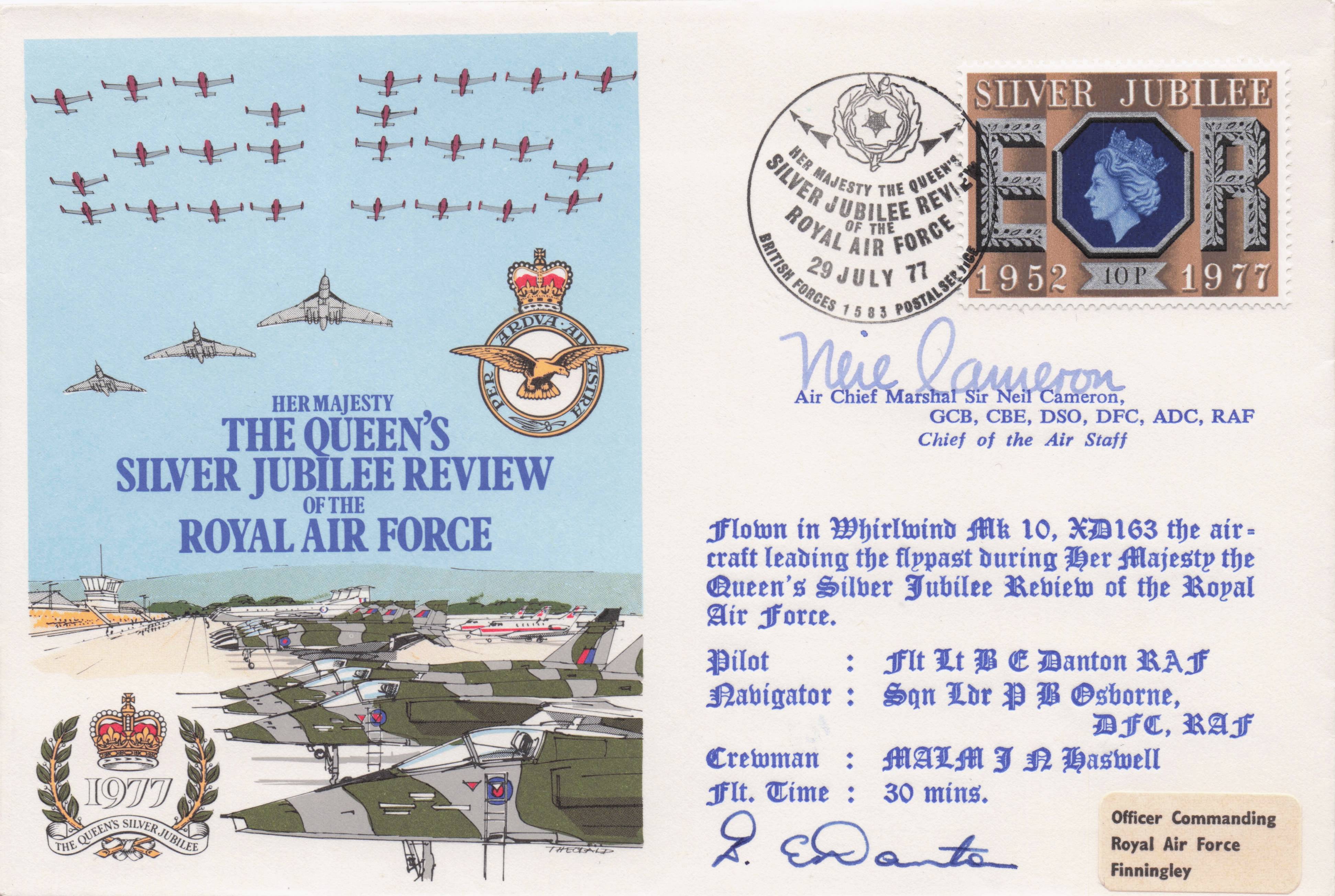 Queens Silver Jubilee RAF Review DOUBLE Hand Signed 1977 Military FDC