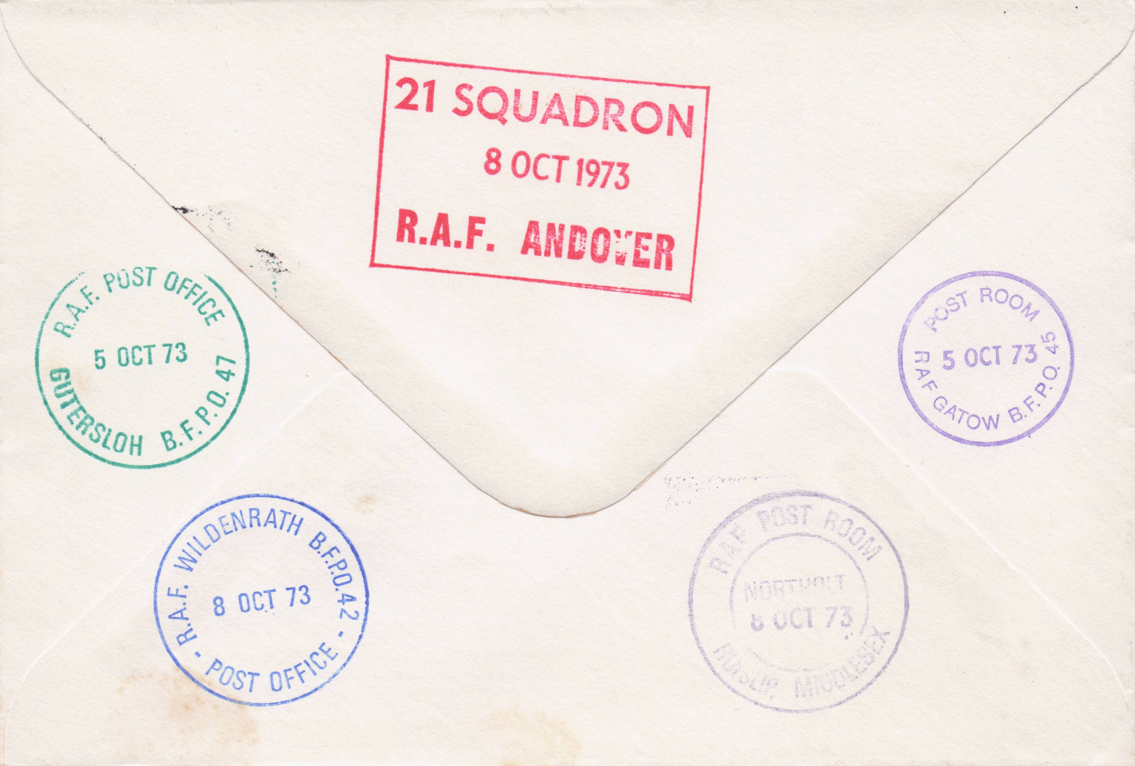 Raflet Stamp Club 1973 RAF Andover 21 Squadron Hand Signed Military FDC