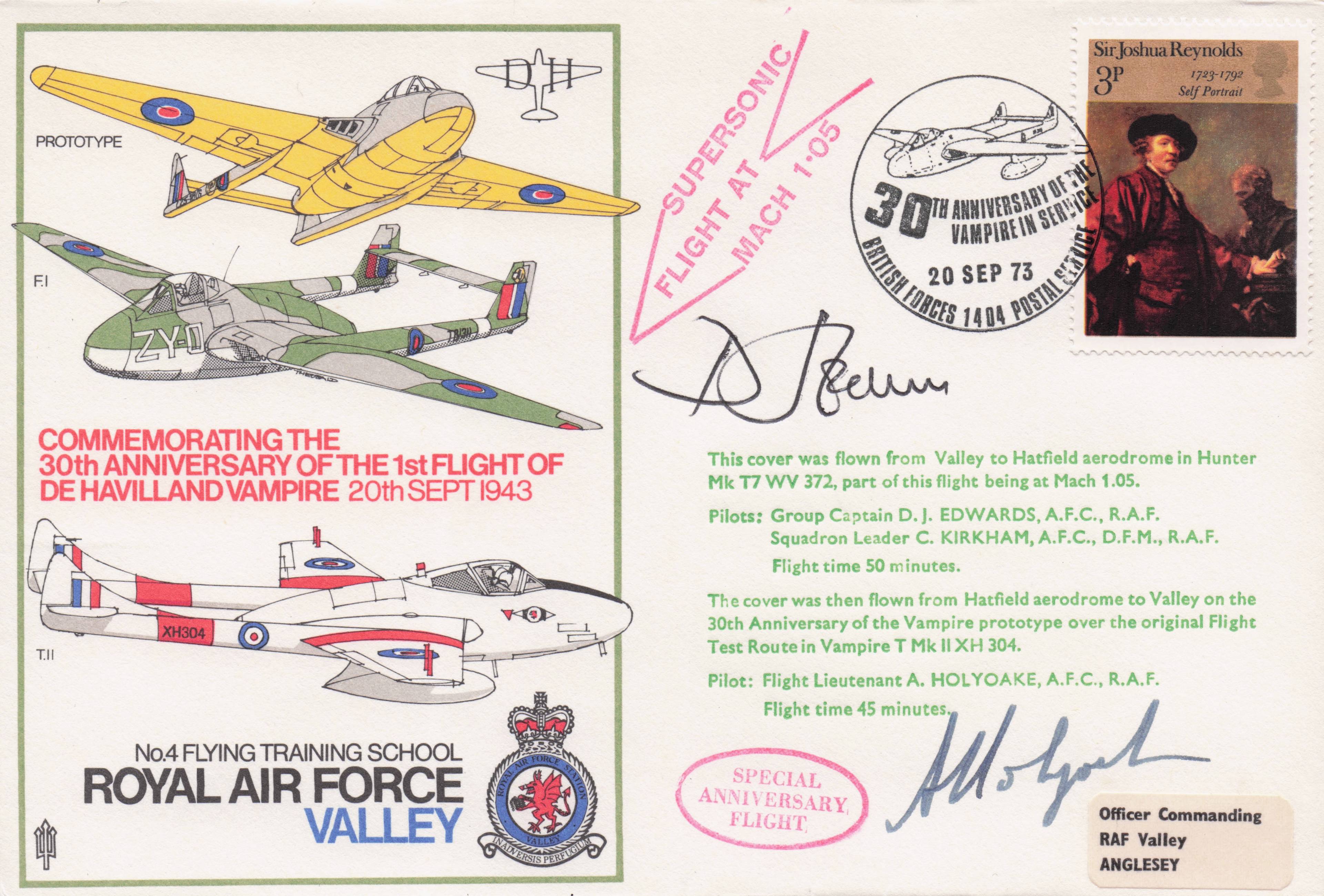 De Havilland Vampire Military Plane 30th Anniversary Double Hand Signed FDC