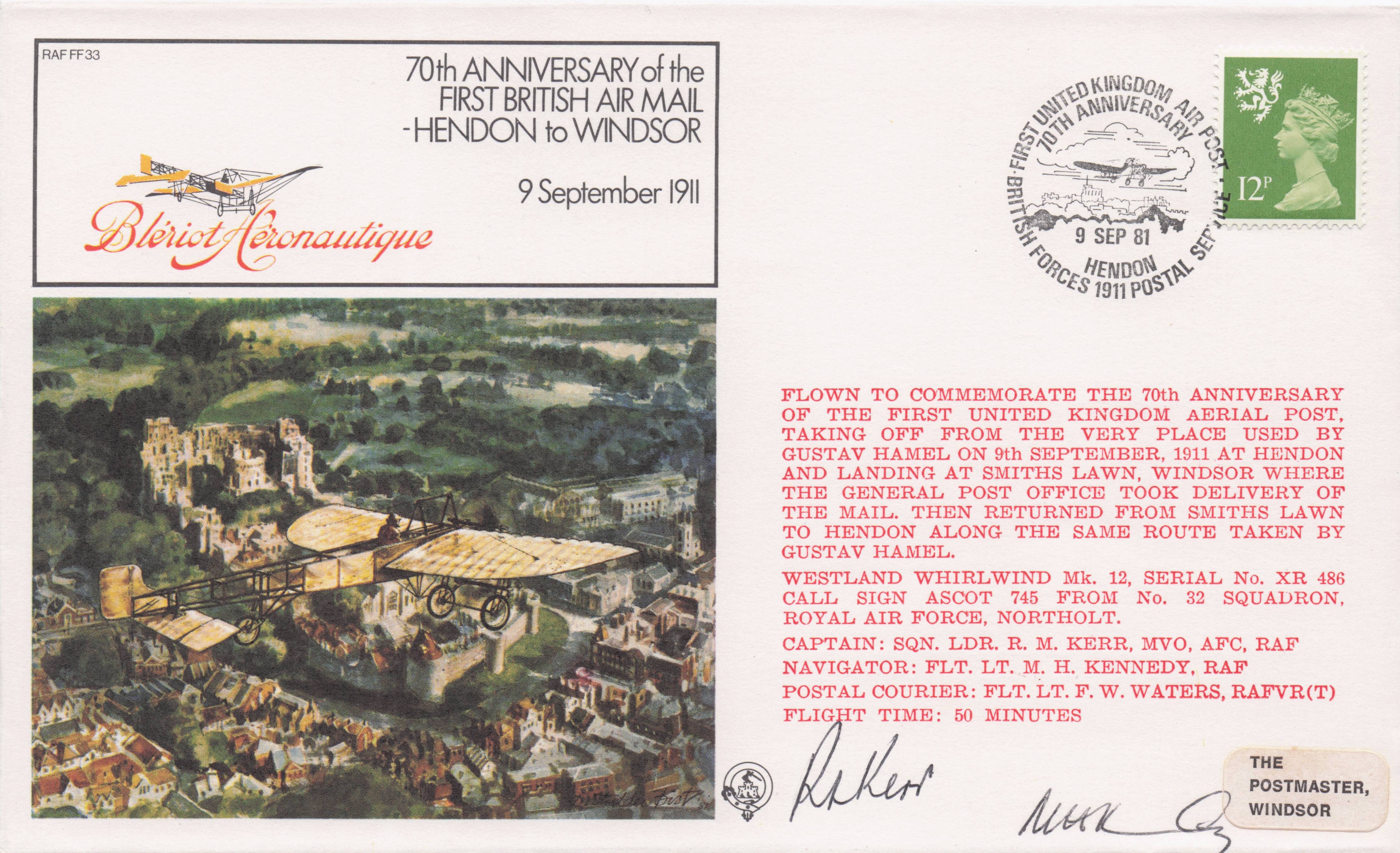 First British Air Mail Service 1941 Hendon To Windsor Military Hand Signed FDC