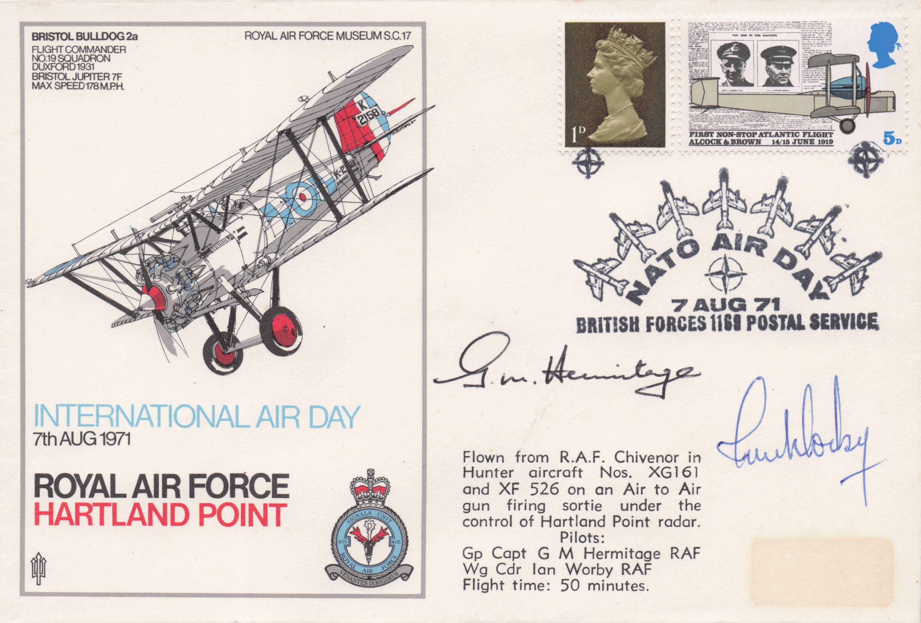 RAF Hartland Point 1971 International Air Day DOUBLE Hand Signed Military FDC