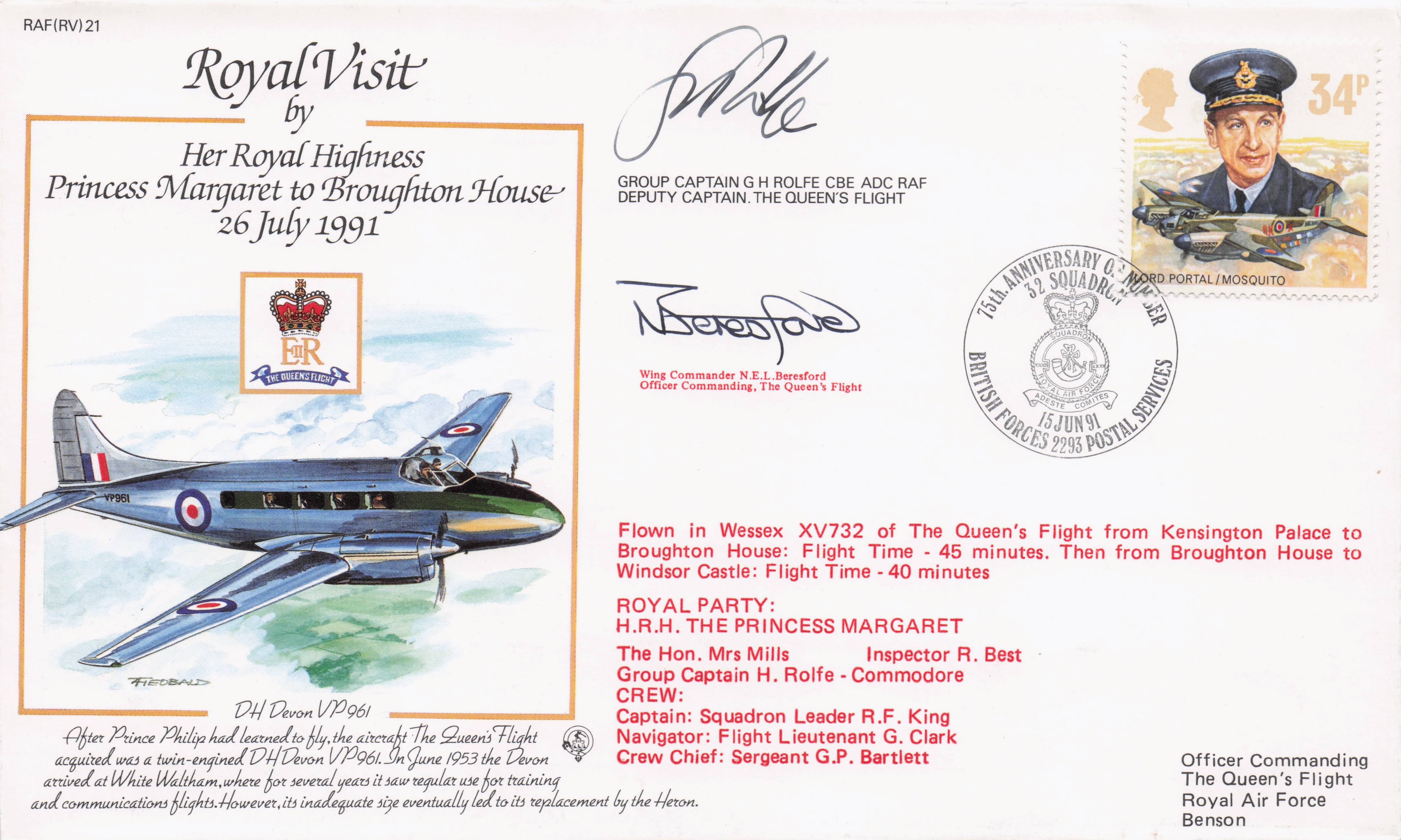 Princess Margaret 1991 Royal Visit To Broughton House Multi Hand Signed FDC