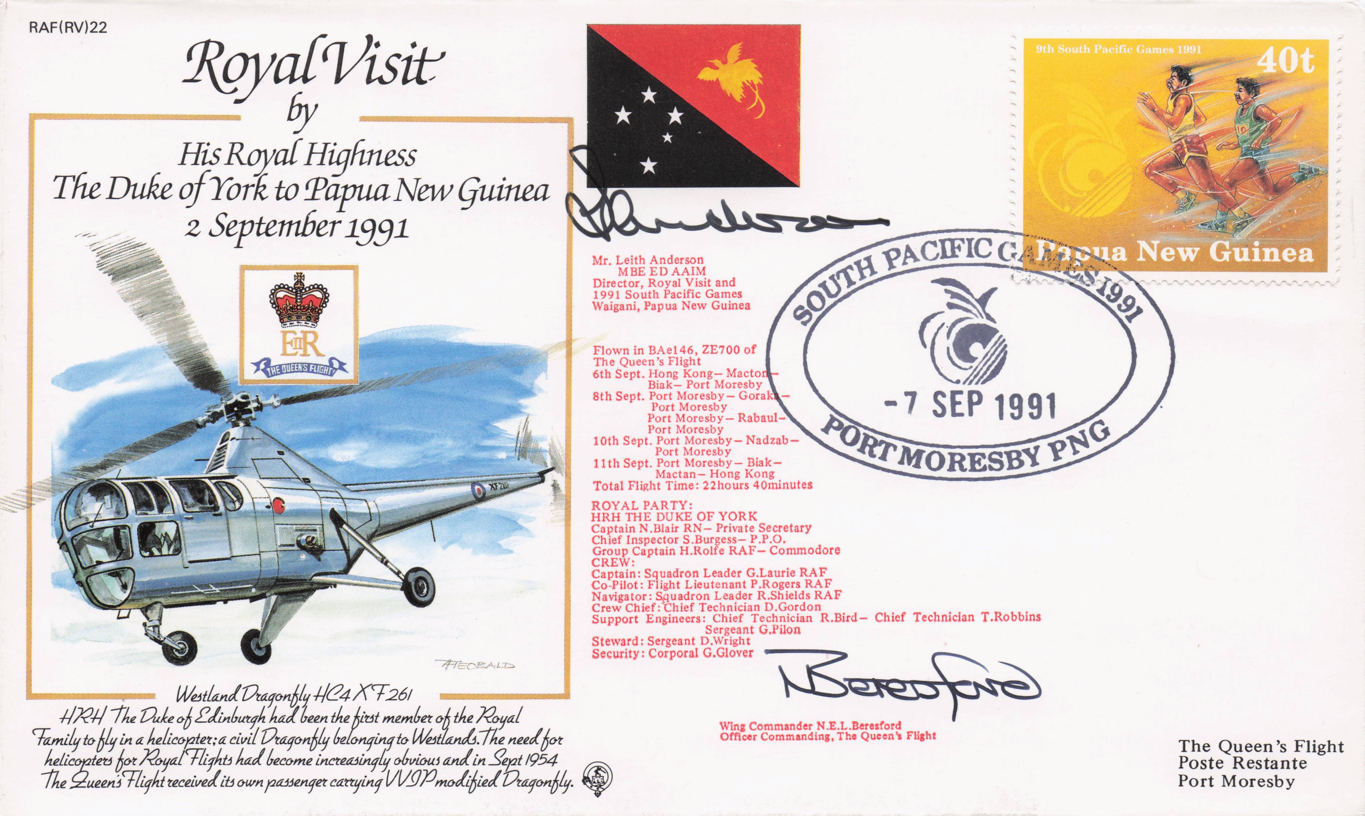 Duke Of York 1991 Royal Visit To Papua New Guinea Multi Hand Signed FDC