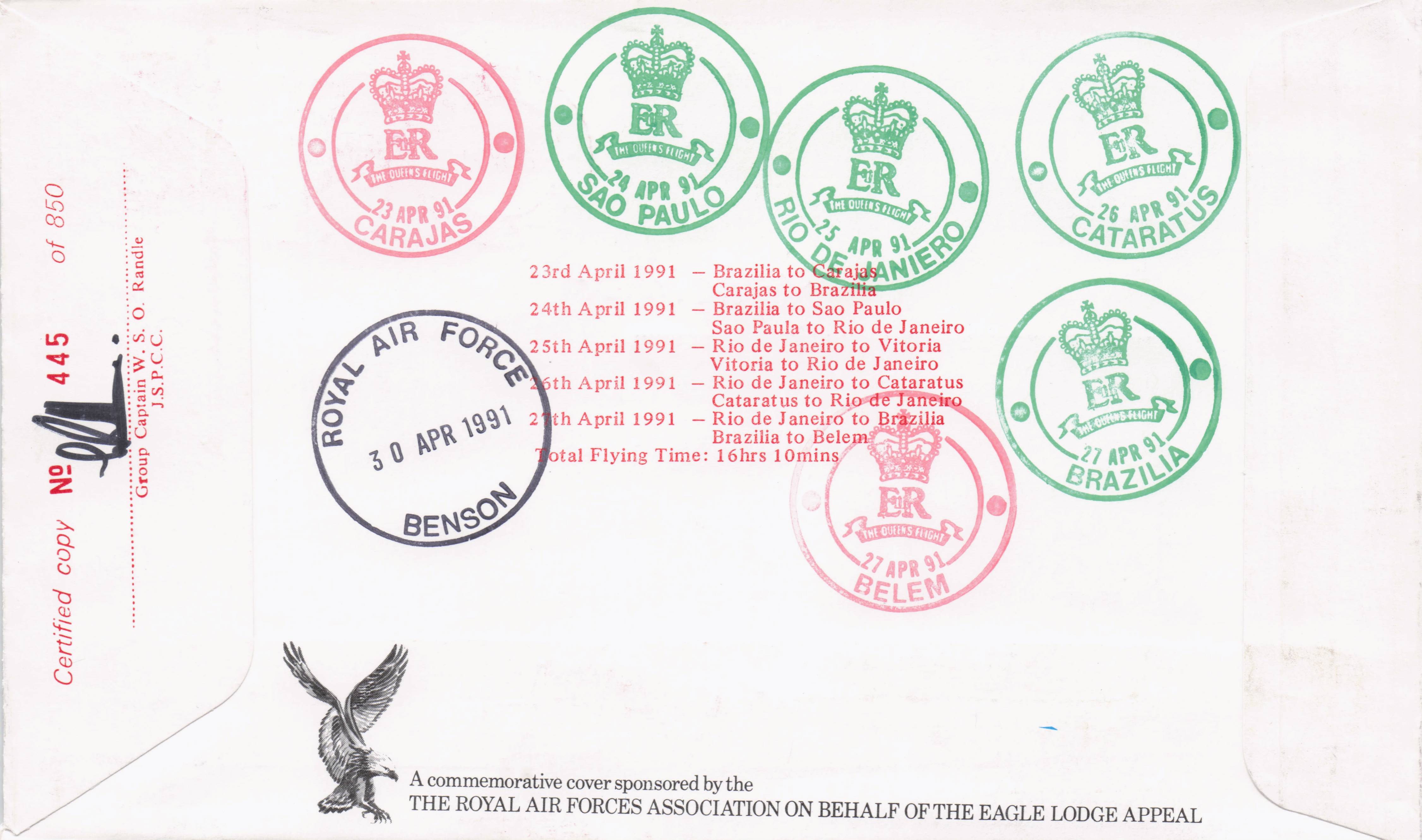 Princess Diana & King Charles 1991 Royal Visit To Brazil RARE Hand Signed FDC