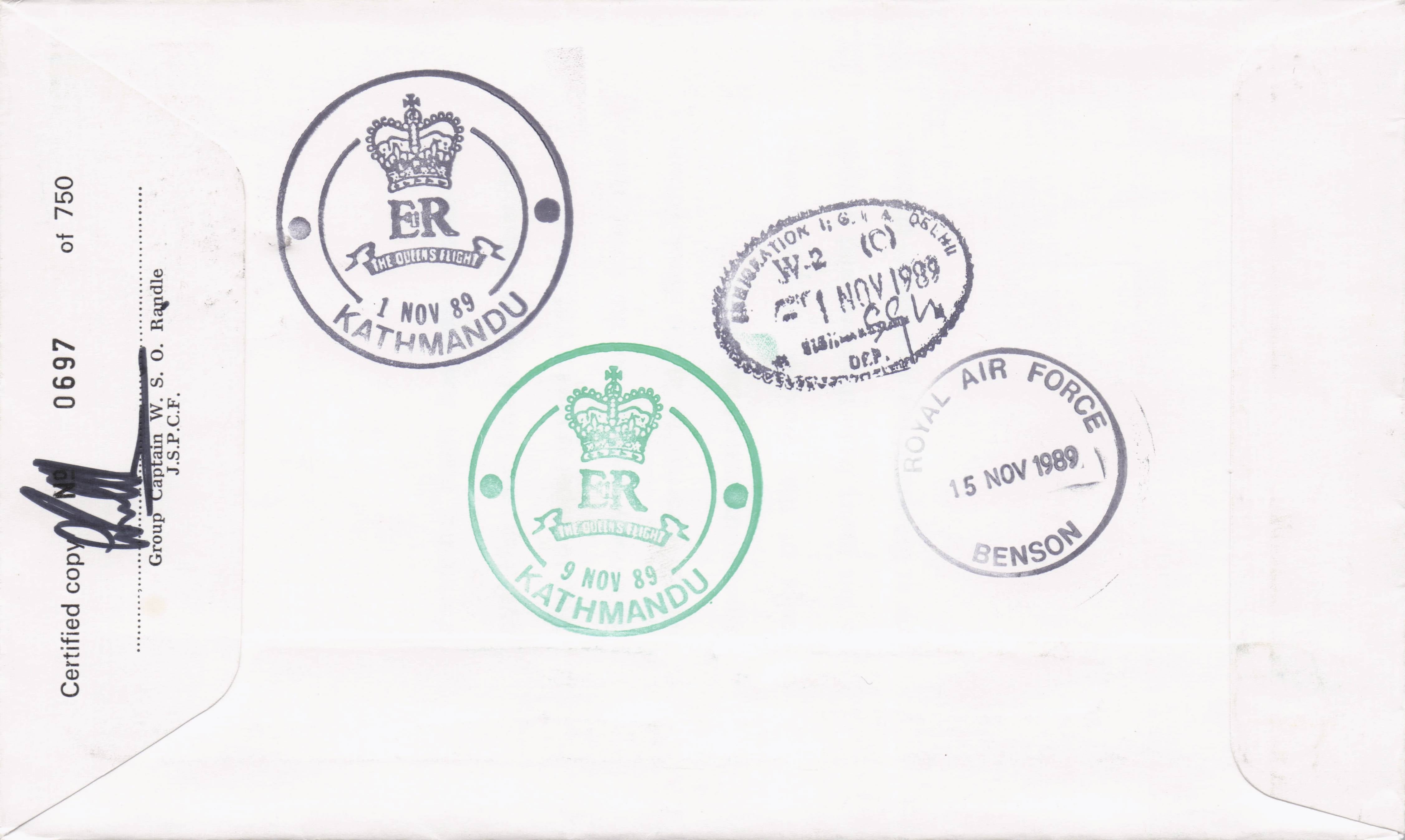 Princess Alexandra Royal Visit To Nepal Kathmandu India 1989 Hand Signed FDC