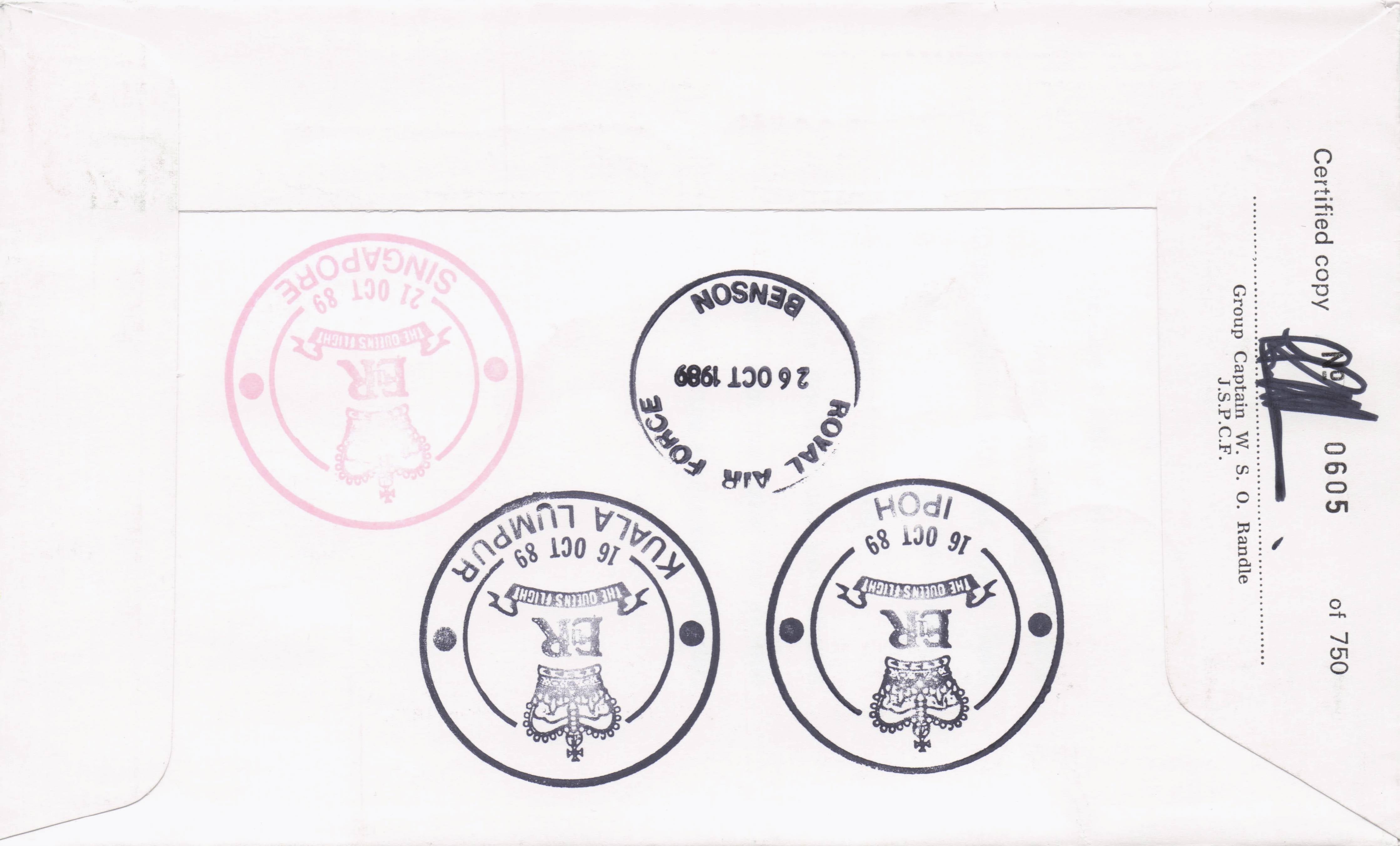 Queen Elizabeth 1989 Royal Visit To Singapore Malaysia Kuala Lumpar Hand Signed FDC