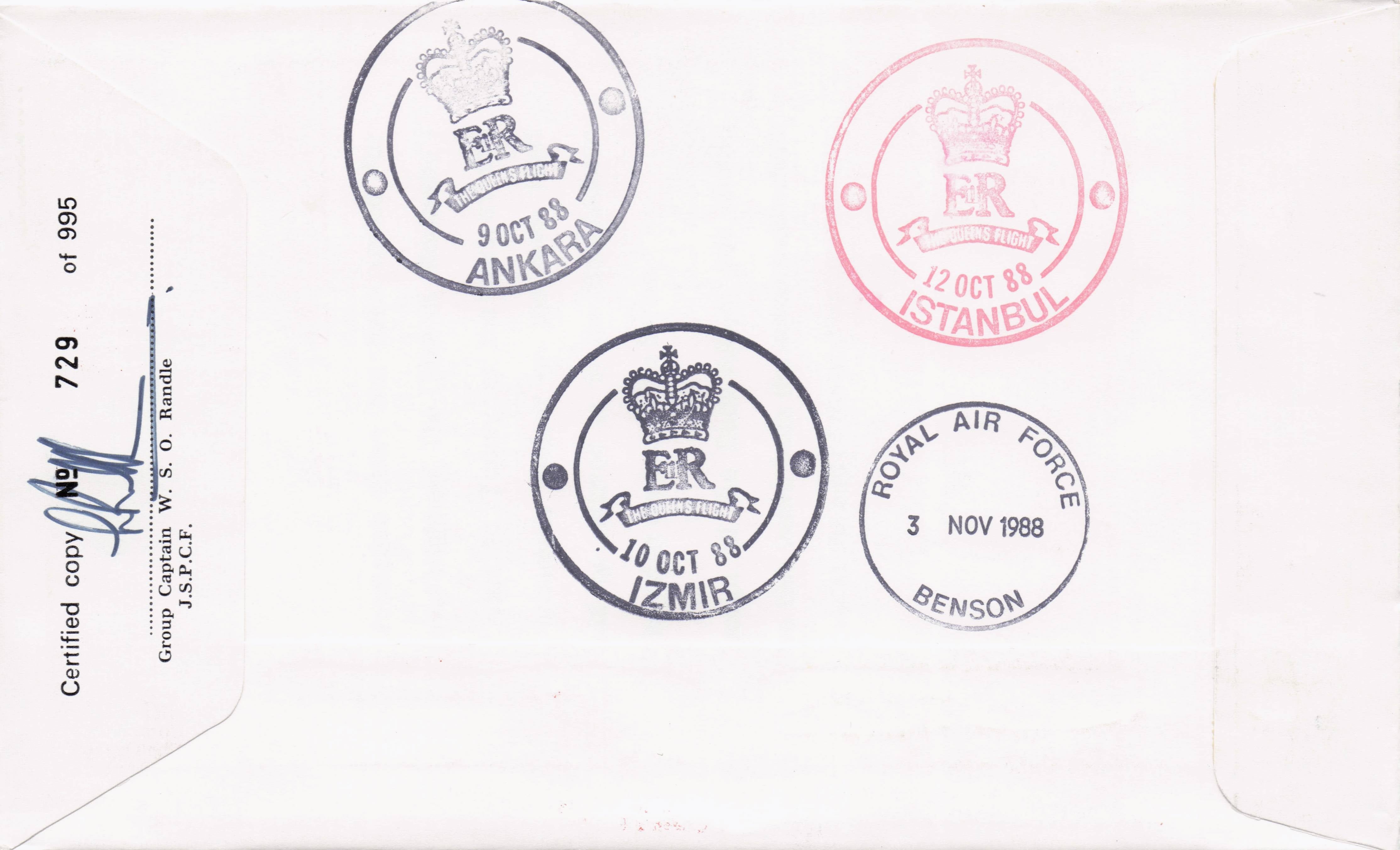 Duke Of Gloucester Royal Visit To Turkey Izmir 1988 MULTI Hand Signed FDC