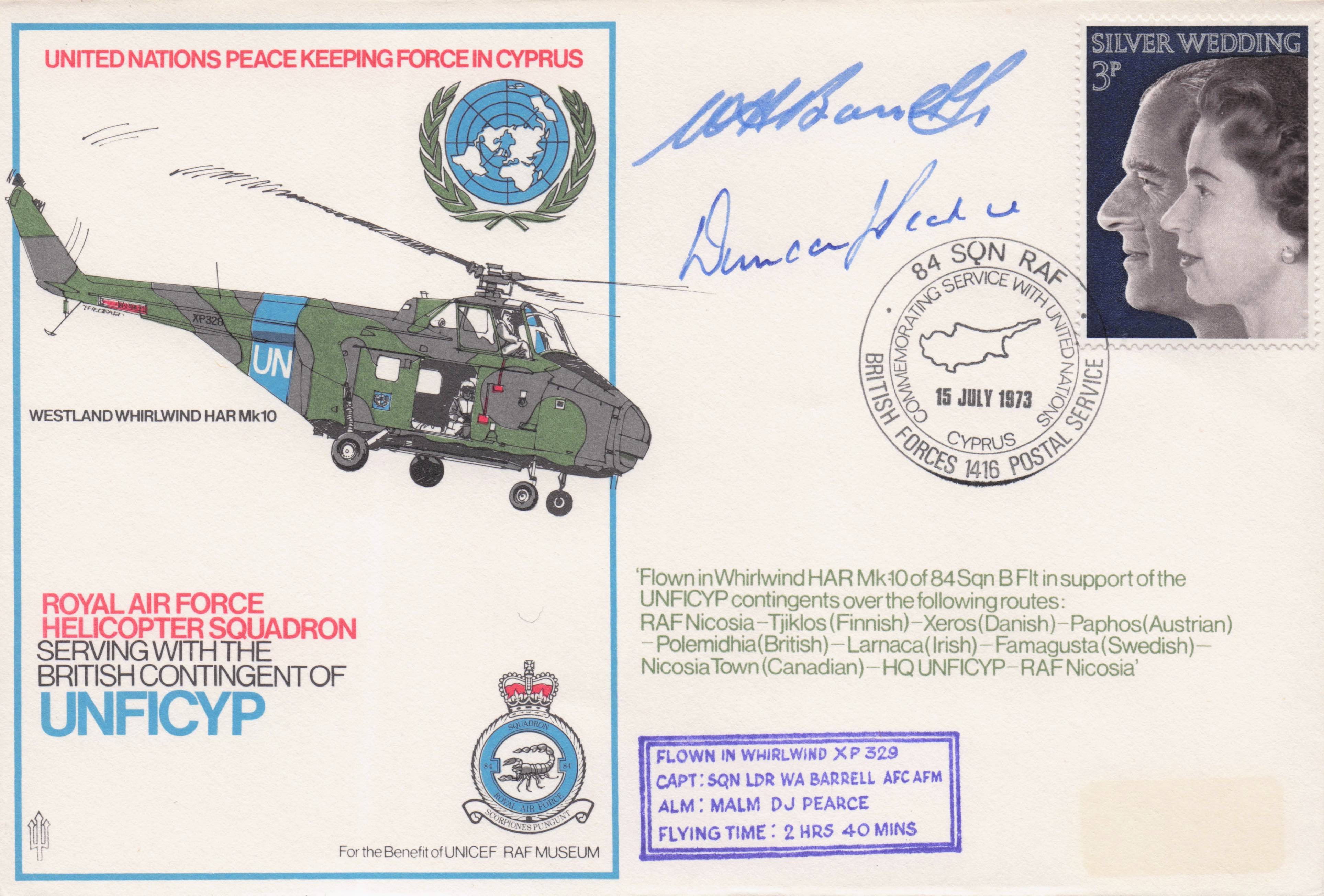 United Nations Peace Keeping Force Cyprus Military Multi Hand Signed FDC