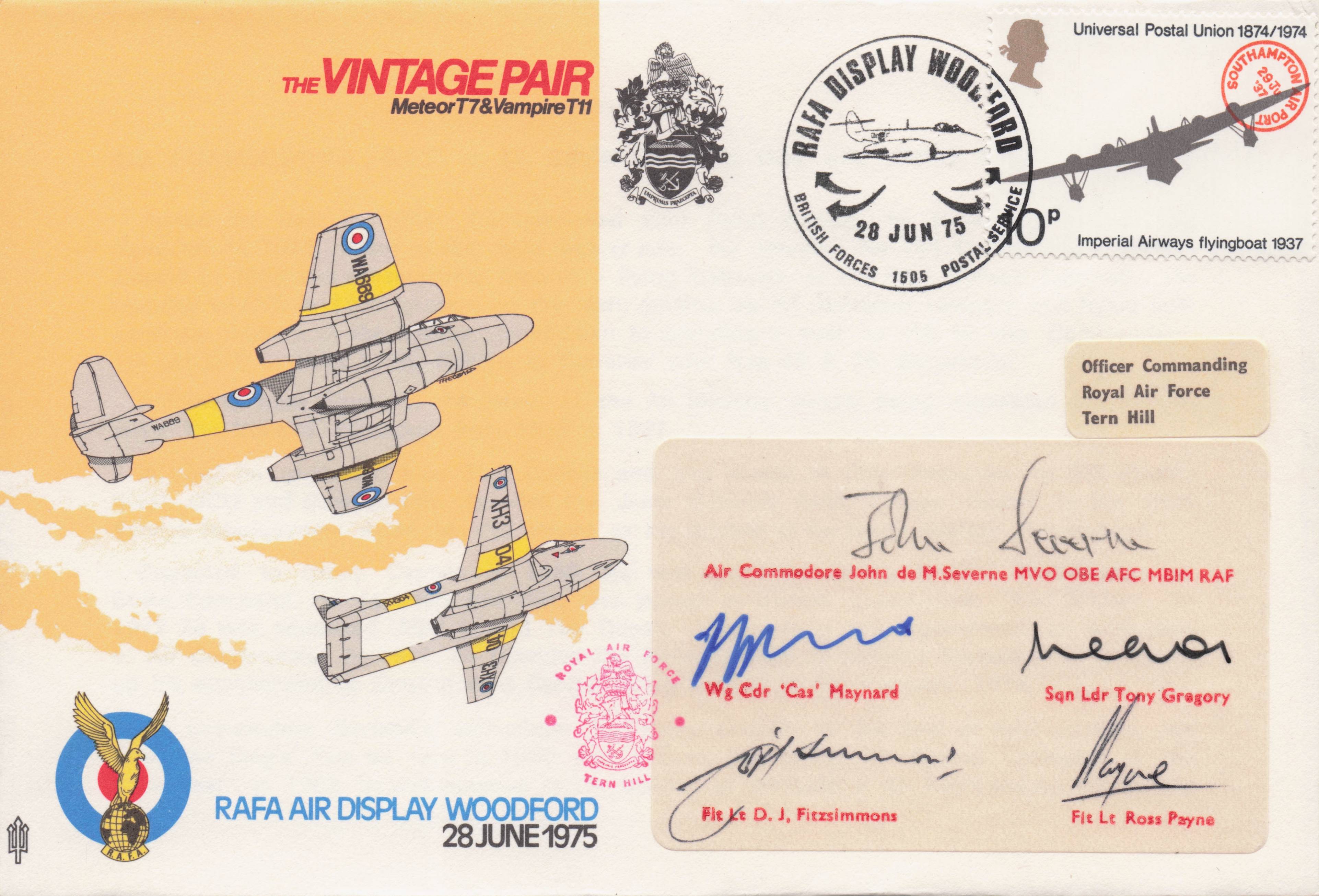 Vintage Pair RAF Woodford Military Air Display 1975 6x MULTI Hand Signed FDC