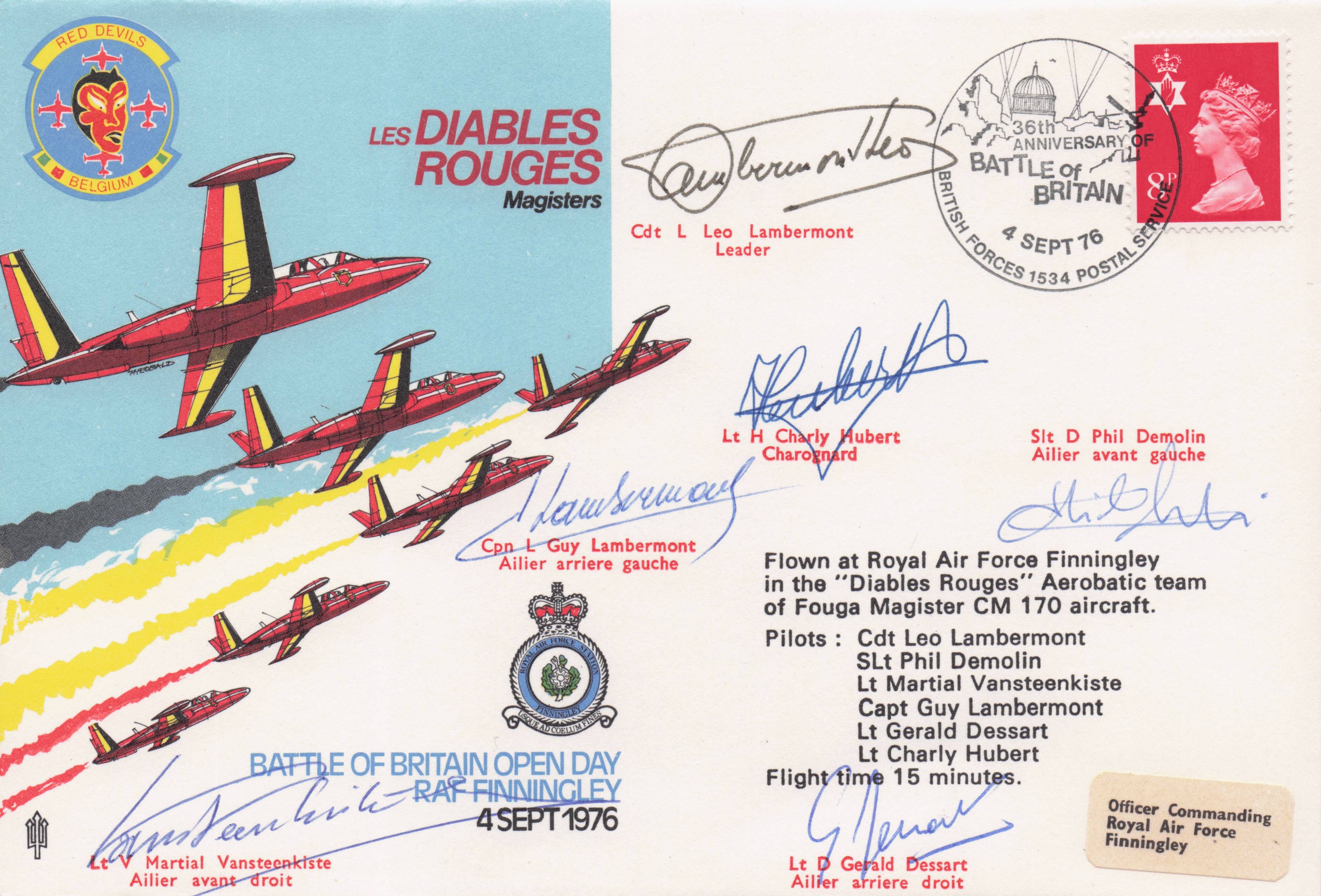 Diables Rouges Military 1970s RAF Air Display MULTI 7x Hand Signed FDC