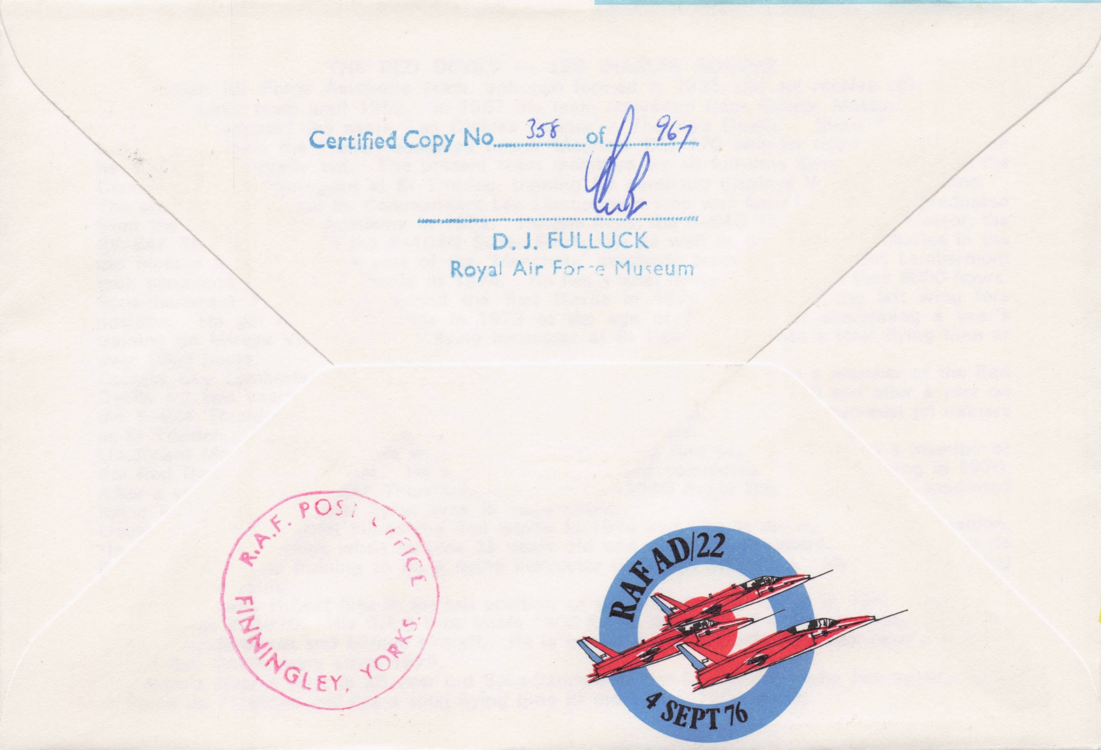 Diables Rouges Military 1970s RAF Air Display MULTI 7x Hand Signed FDC