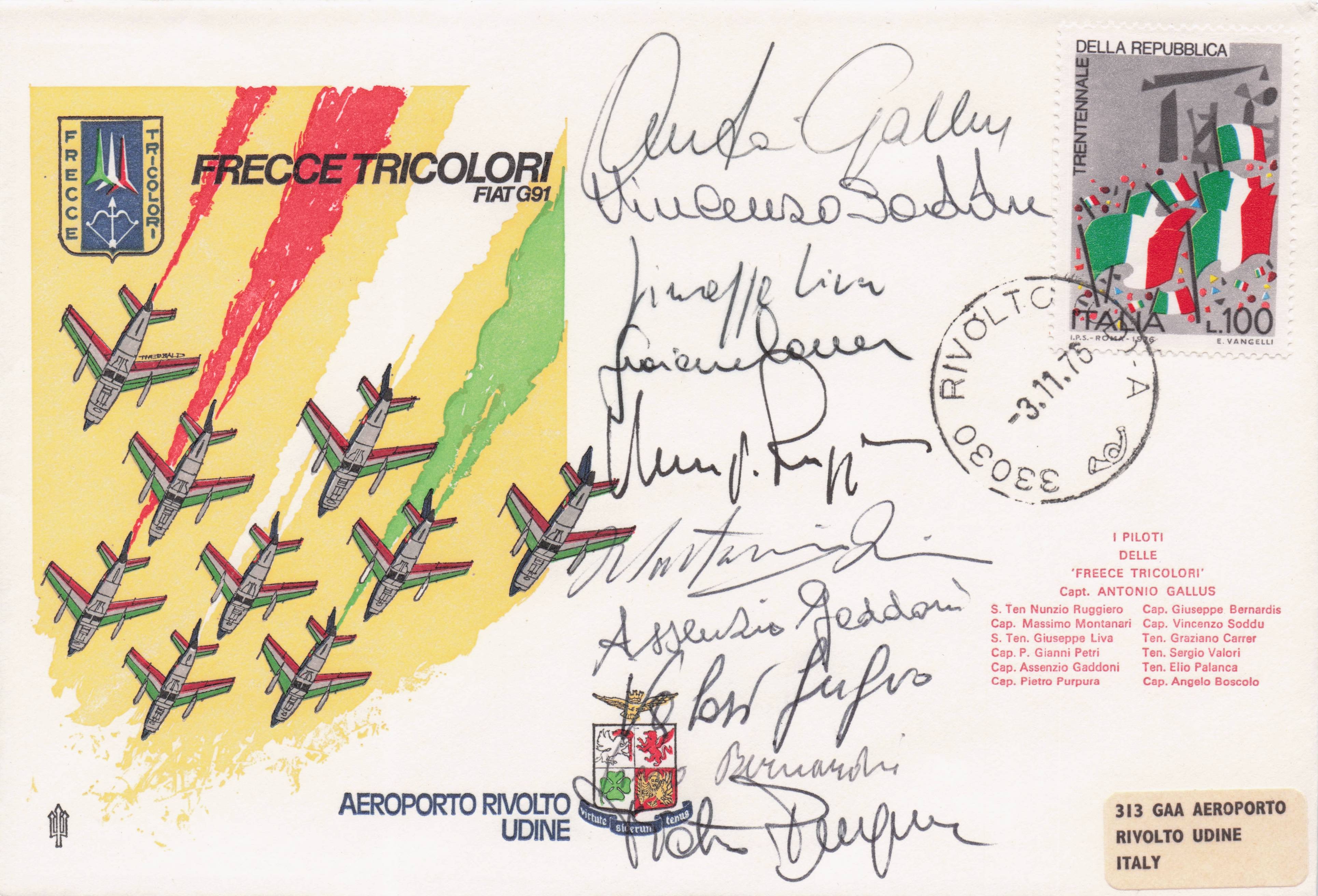 Frecce Tricolori Italian Rivolto Air Display Military MULTI 11x Hand Signed FDC