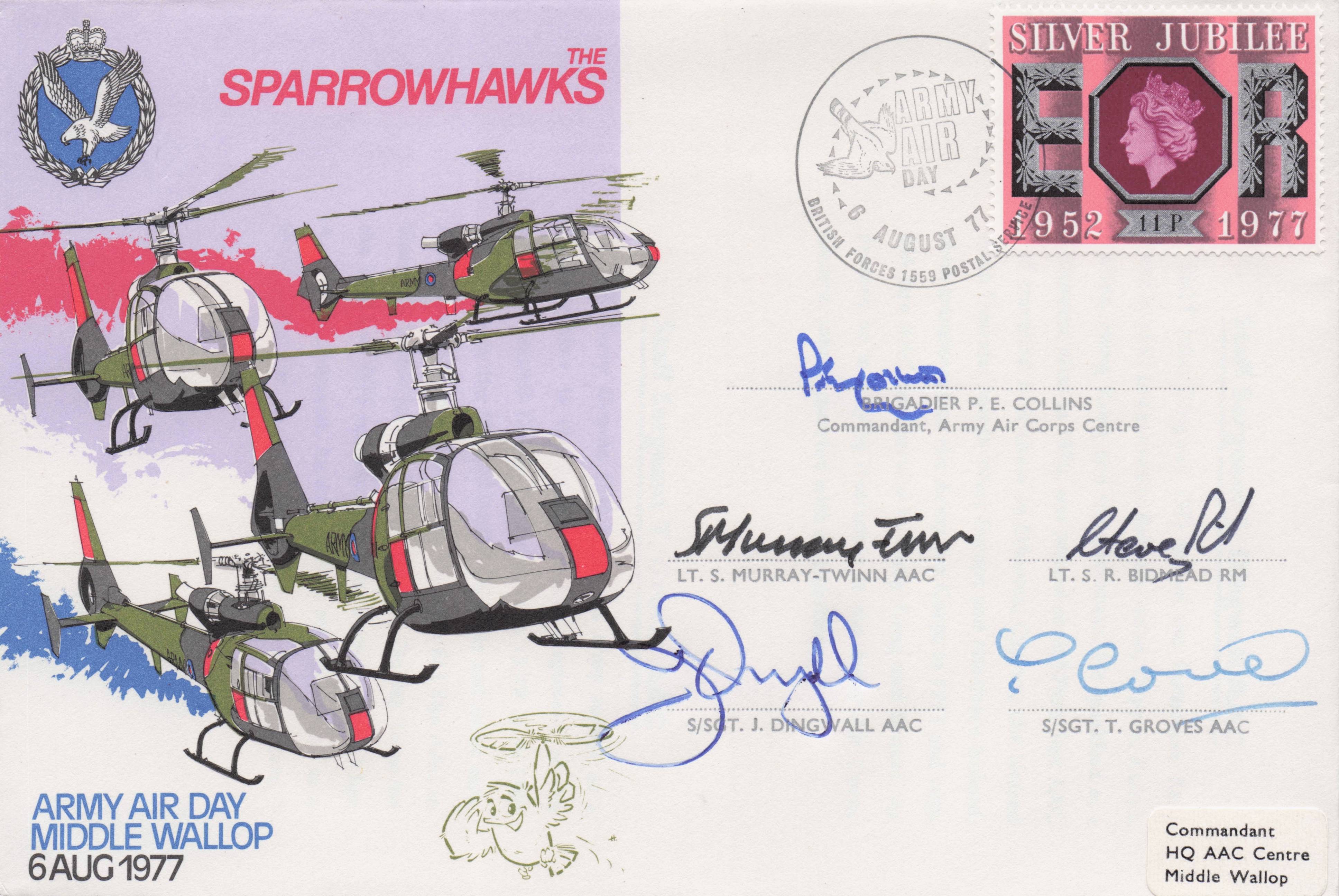 Sparrowhawks Old Air Display Military Helicopter MULTI 6x Hand Signed FDC