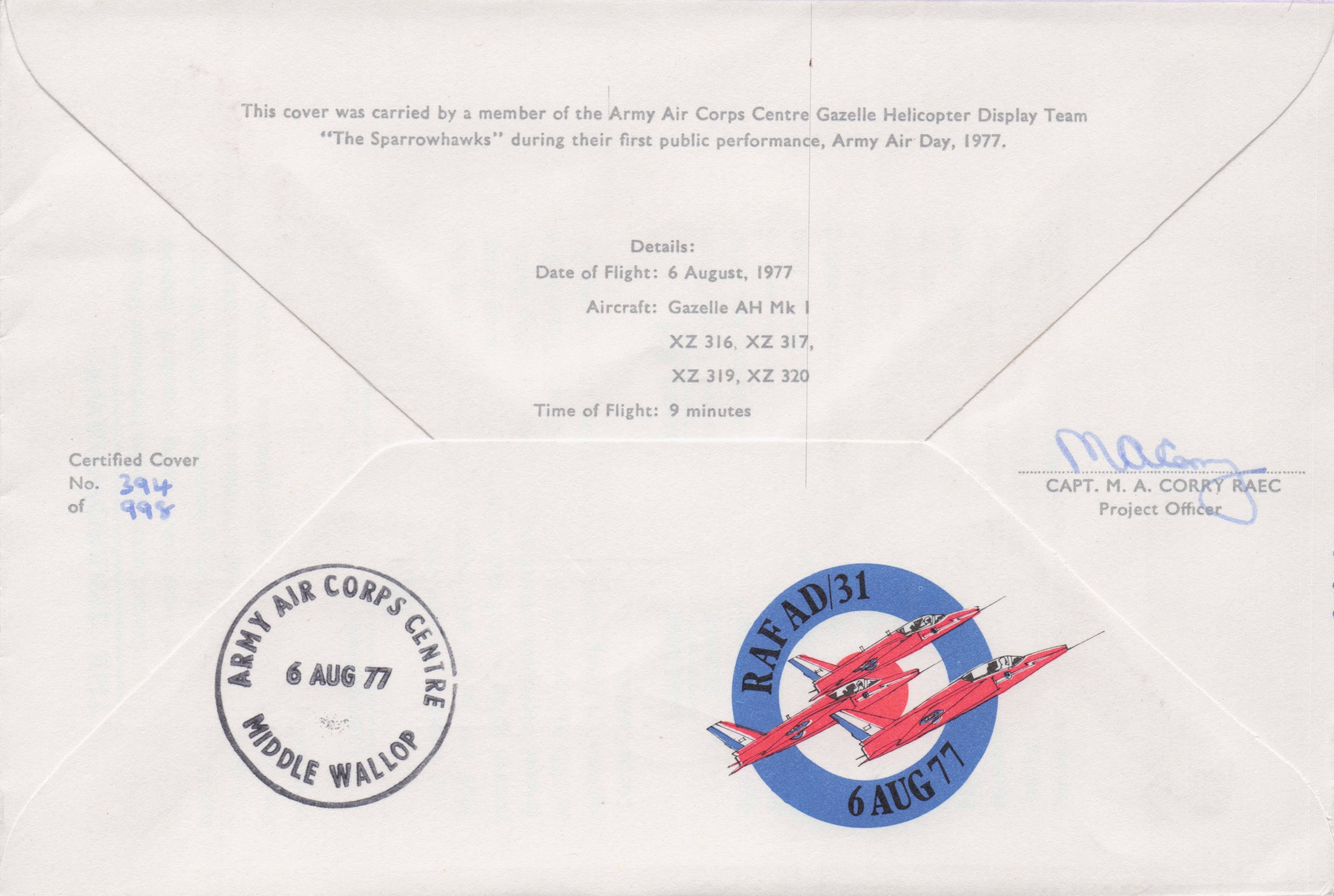Sparrowhawks Old Air Display Military Helicopter MULTI 6x Hand Signed FDC