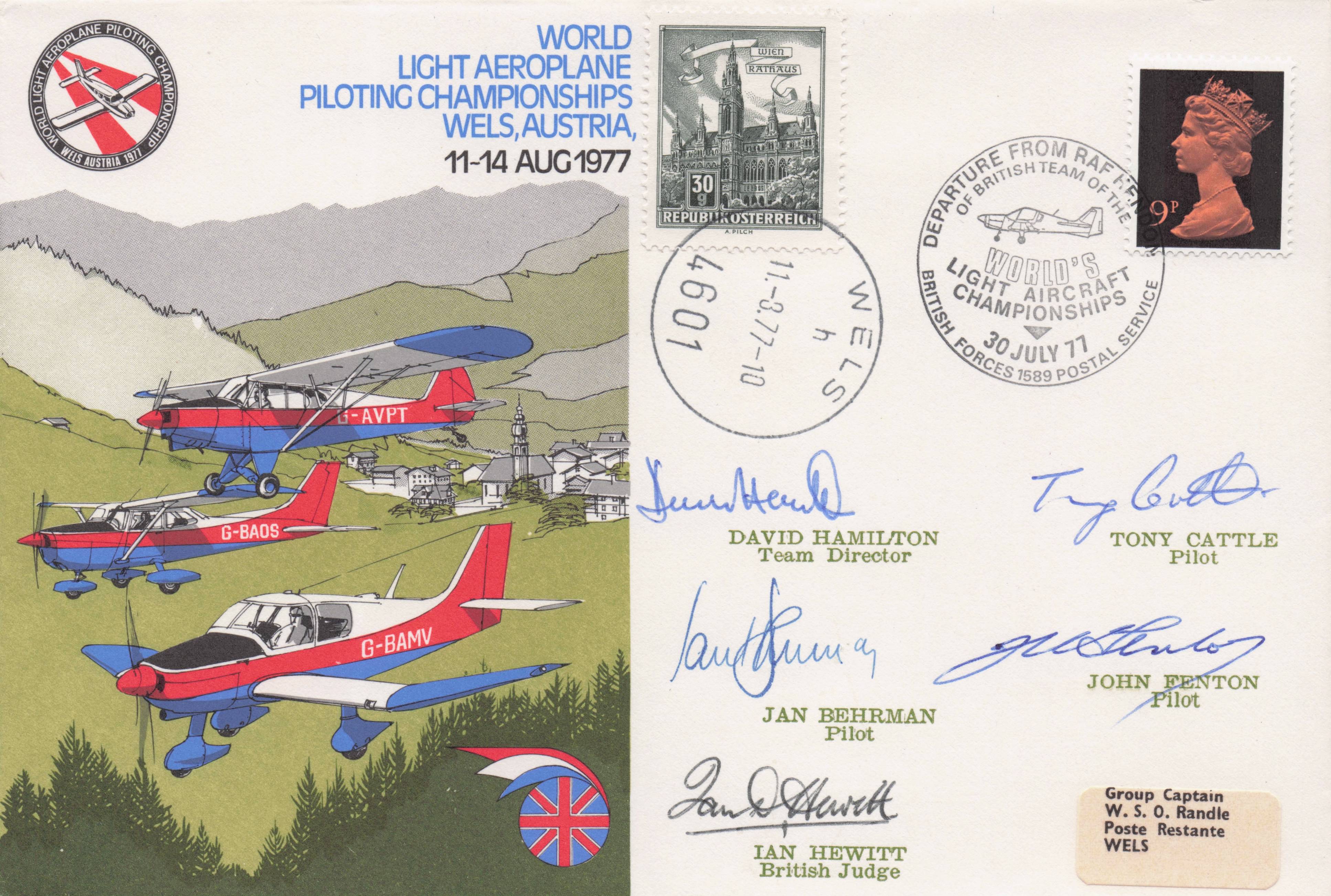 Pilot Military 1970s Championships Wels Austria 6x MULTI Hand Signed FDC