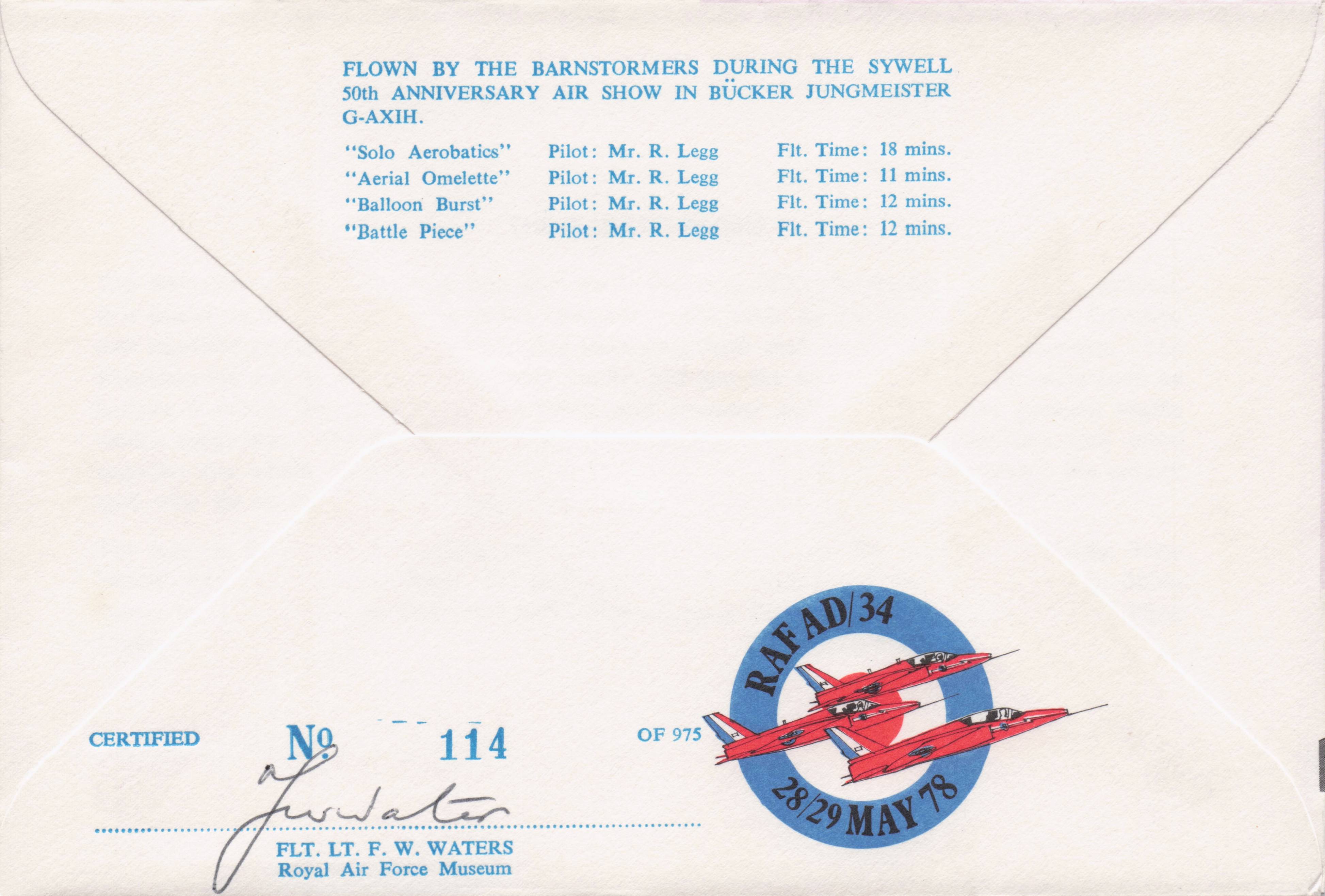 Barnstormers Military Air Display Sywell 1978 8x MULTI Hand Signed FDC