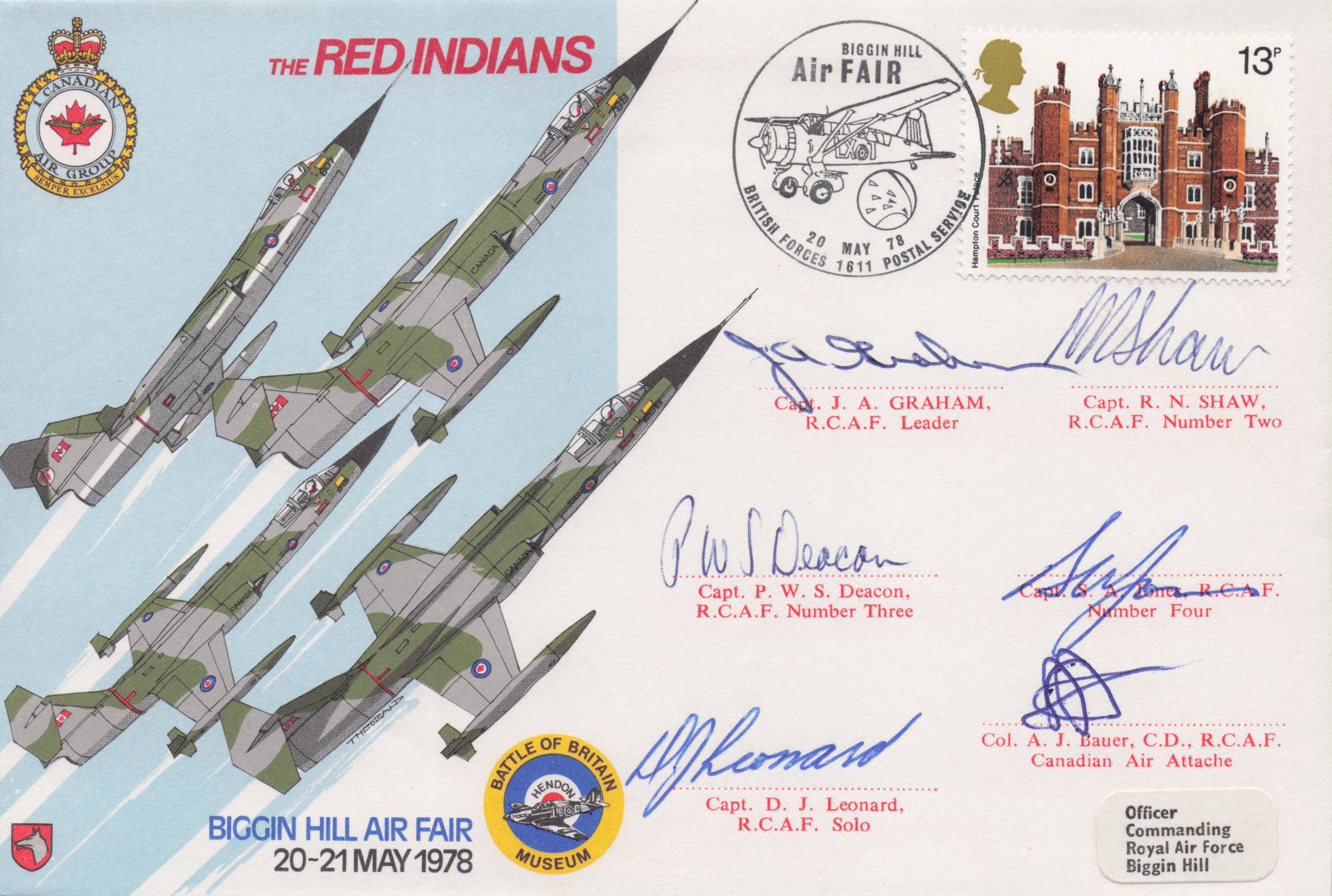 Red Indians Biggin Hill Air Fair Display MULTI Military 7x Hand Signed FDC