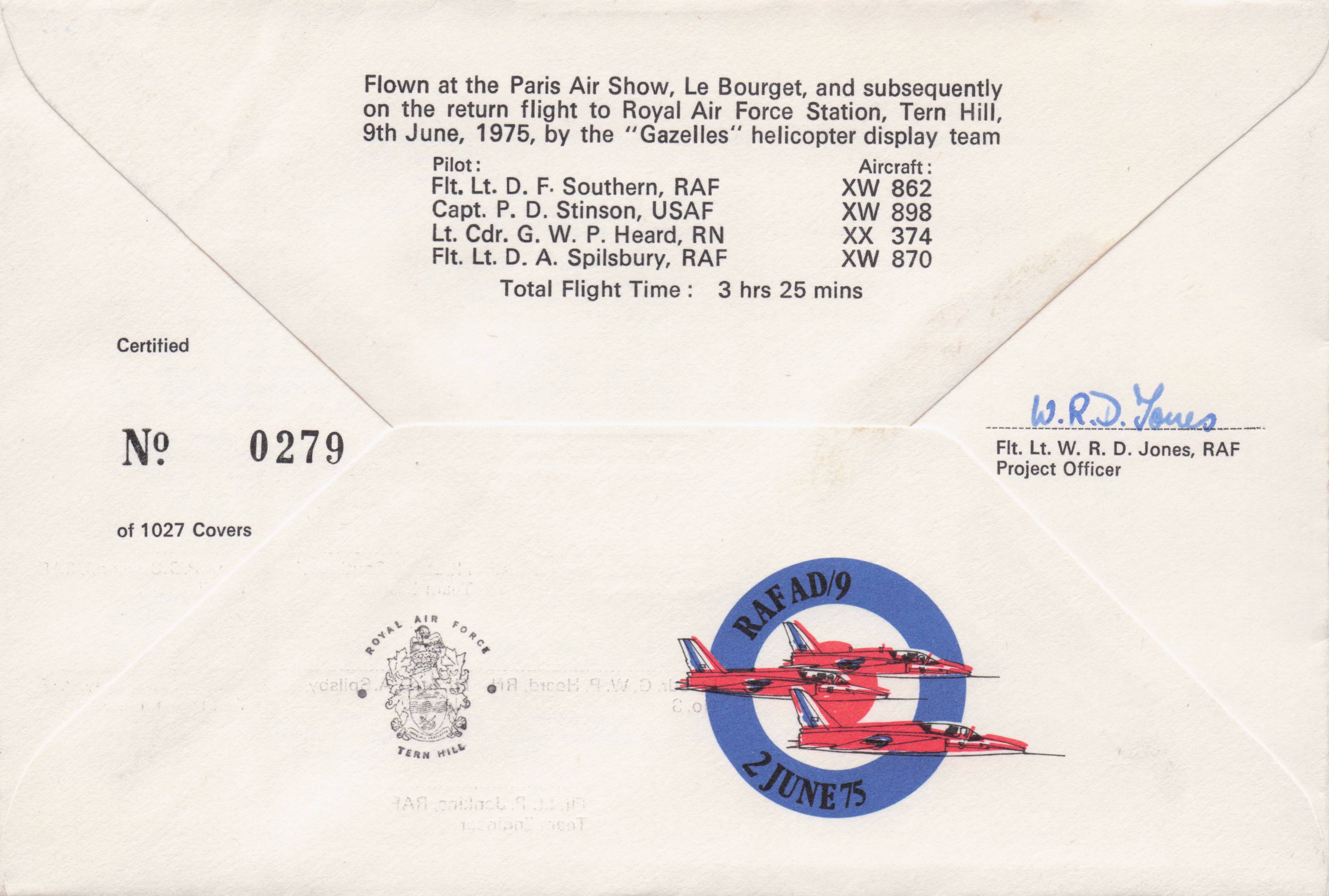 The Gazelles Helicopter Military Air Display 1970s Hand Signed MULTI FDC