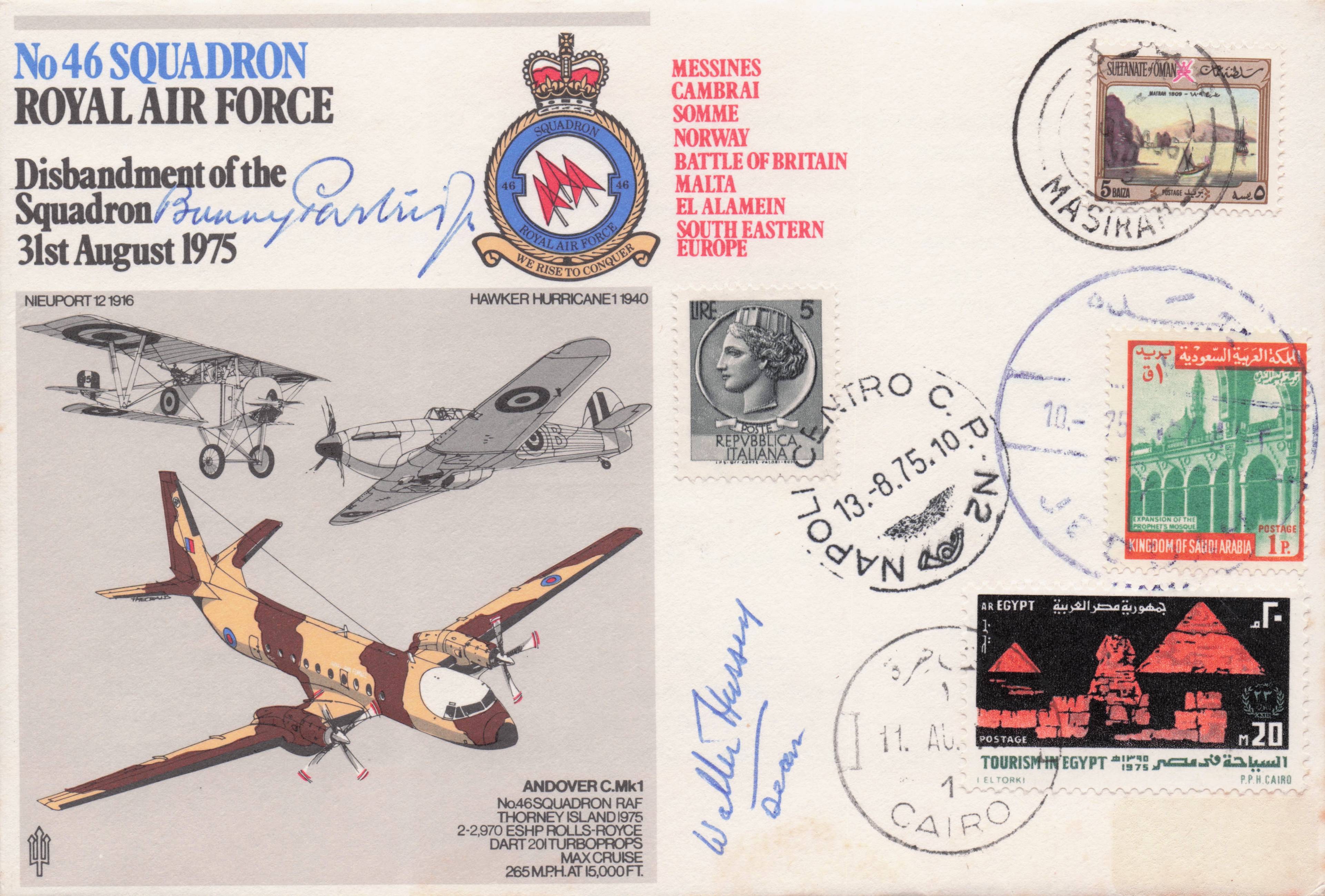 Bunny Partridge WW2 Pilot 46 Squadron Military Hand Signed FDC