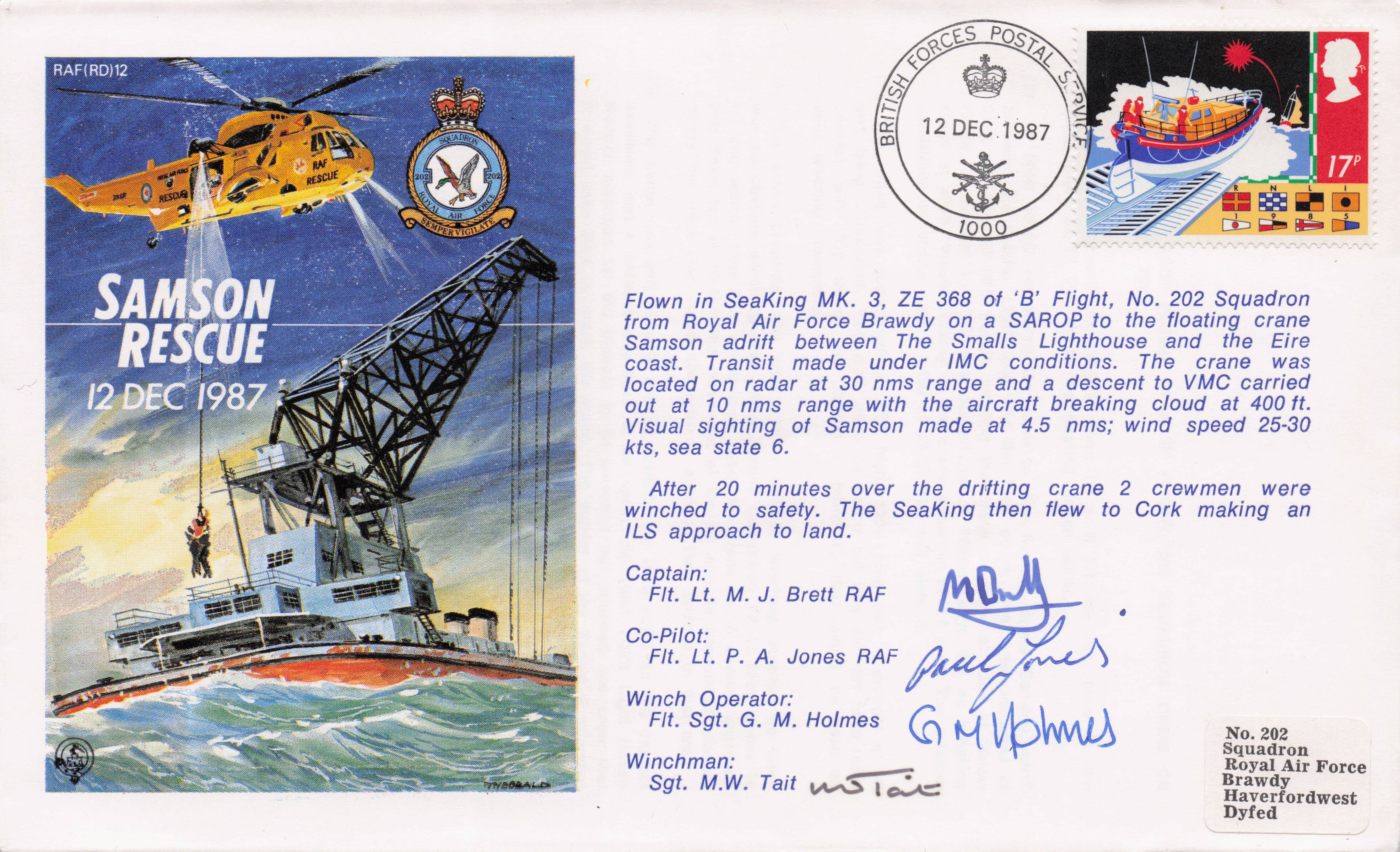Samson Rescue Seaking Operation Military MULTI Hand Signed FDC