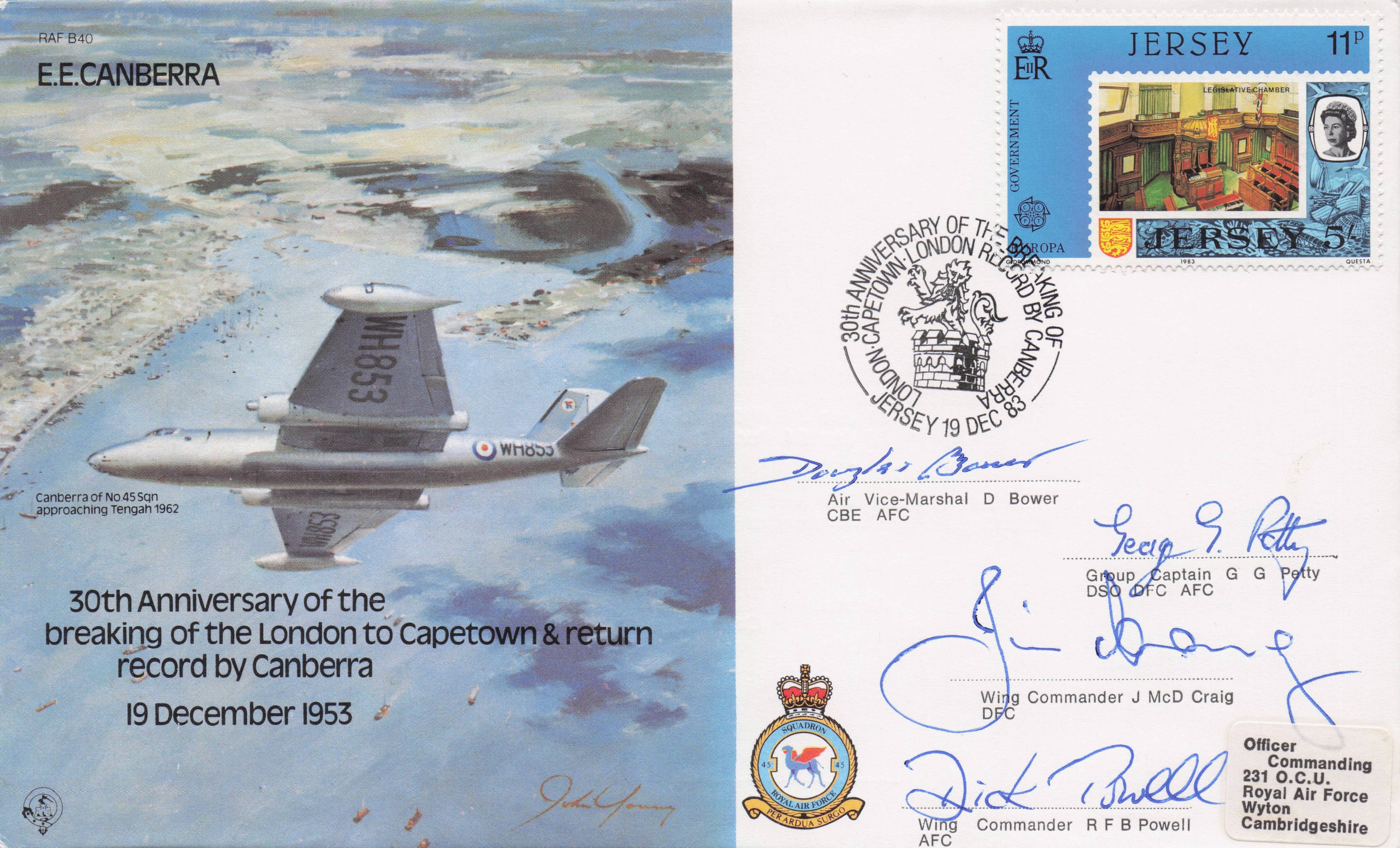 London To Capetown Record Aircraft Plane Flight MULTI 6x Hand Signed FDC