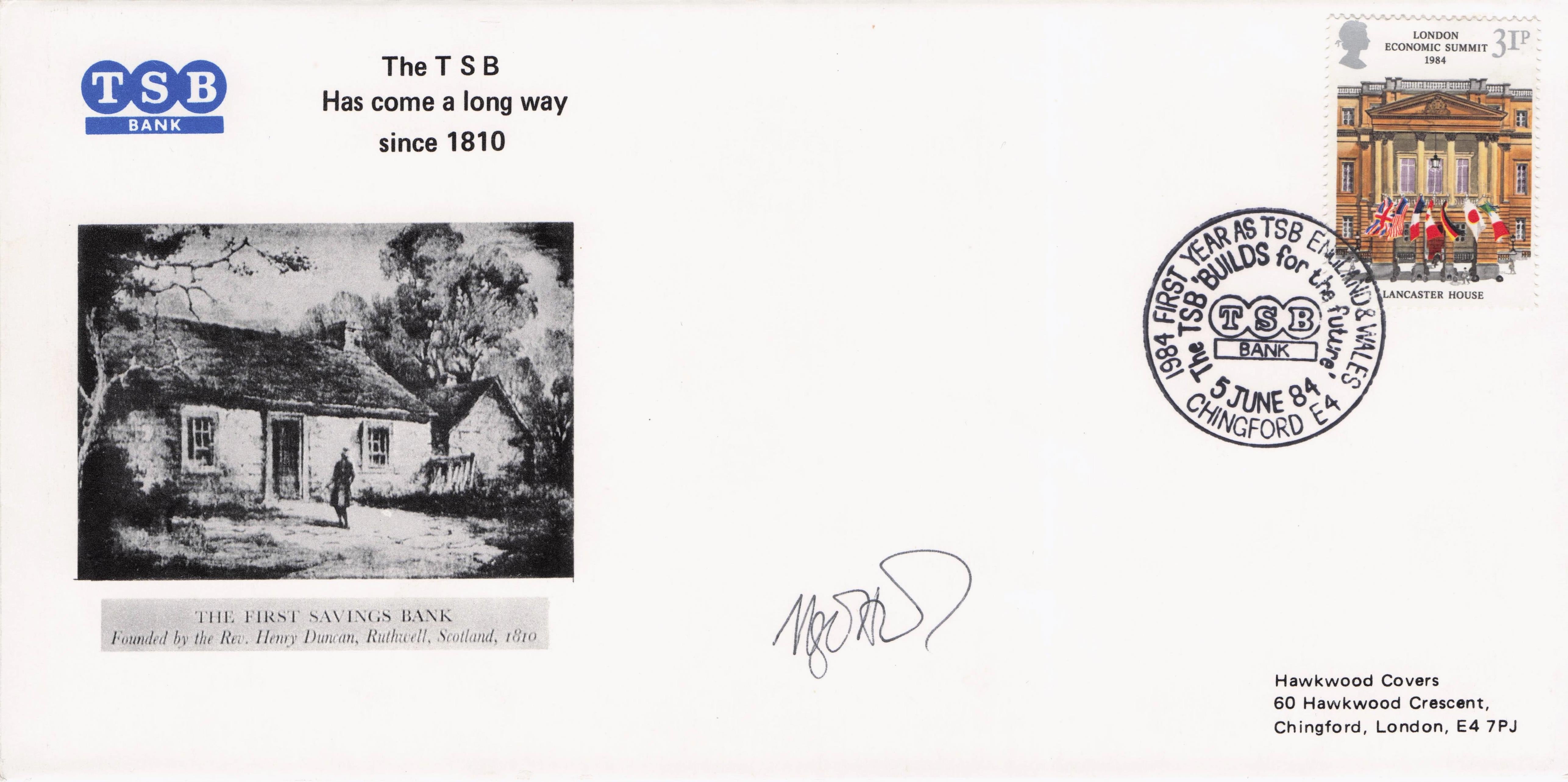 TSB First Savings Bank 1984 Rare Ltd Hand Signed First Day Cover