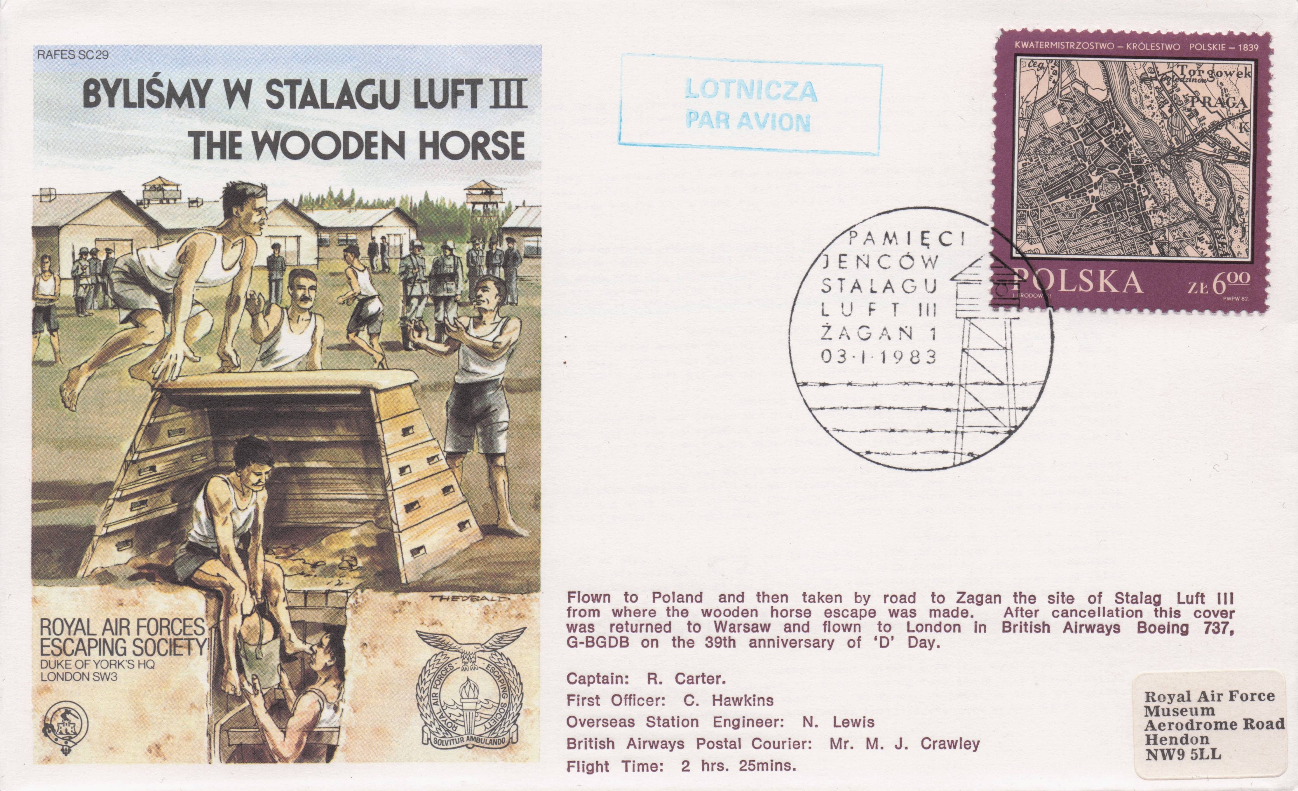 Polish Poland Wooden Horse POW Royal Air Forces Escaping Society FDC