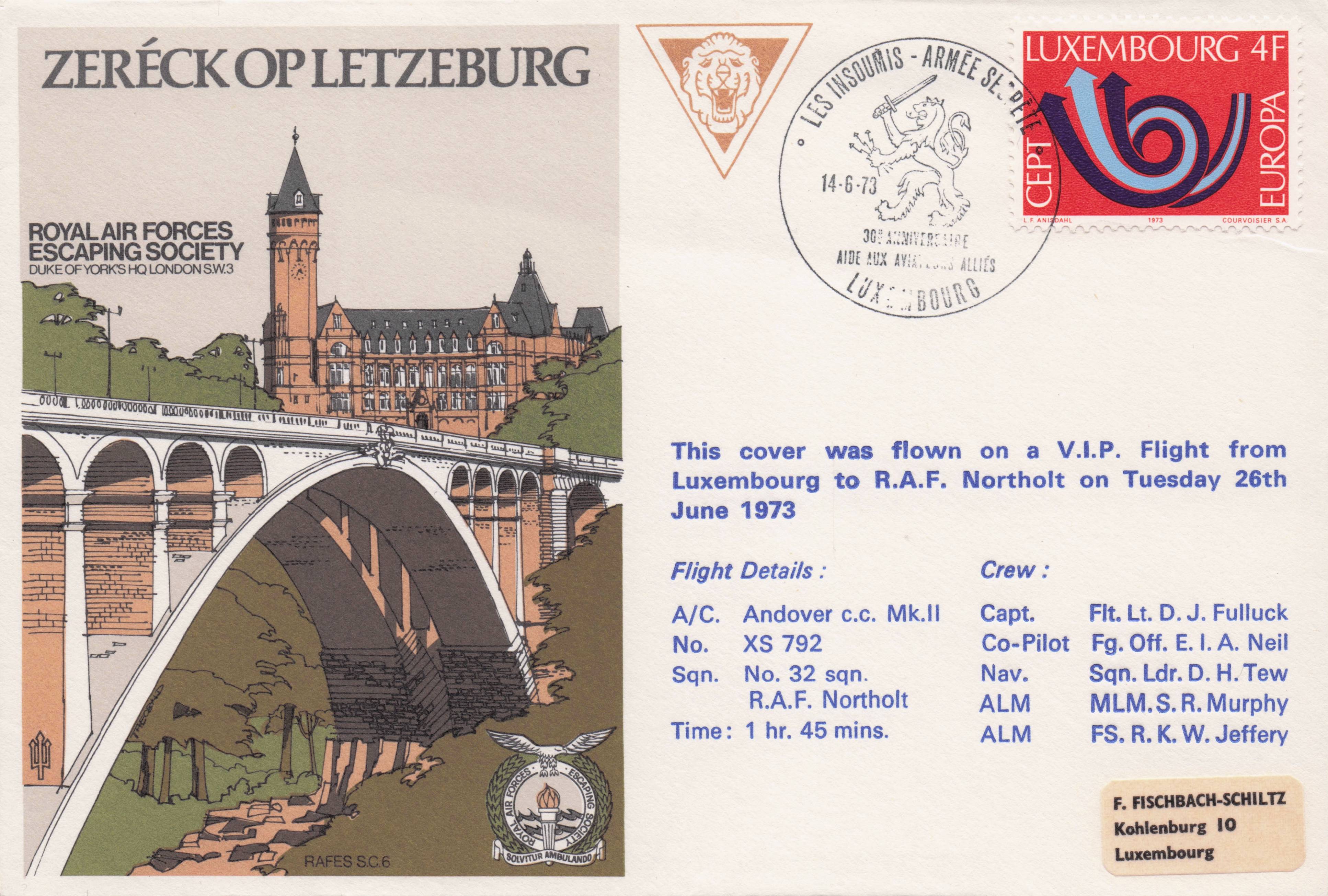 Luxembourg WW2 Rare Military Royal Air Forces Escaping Society FDC