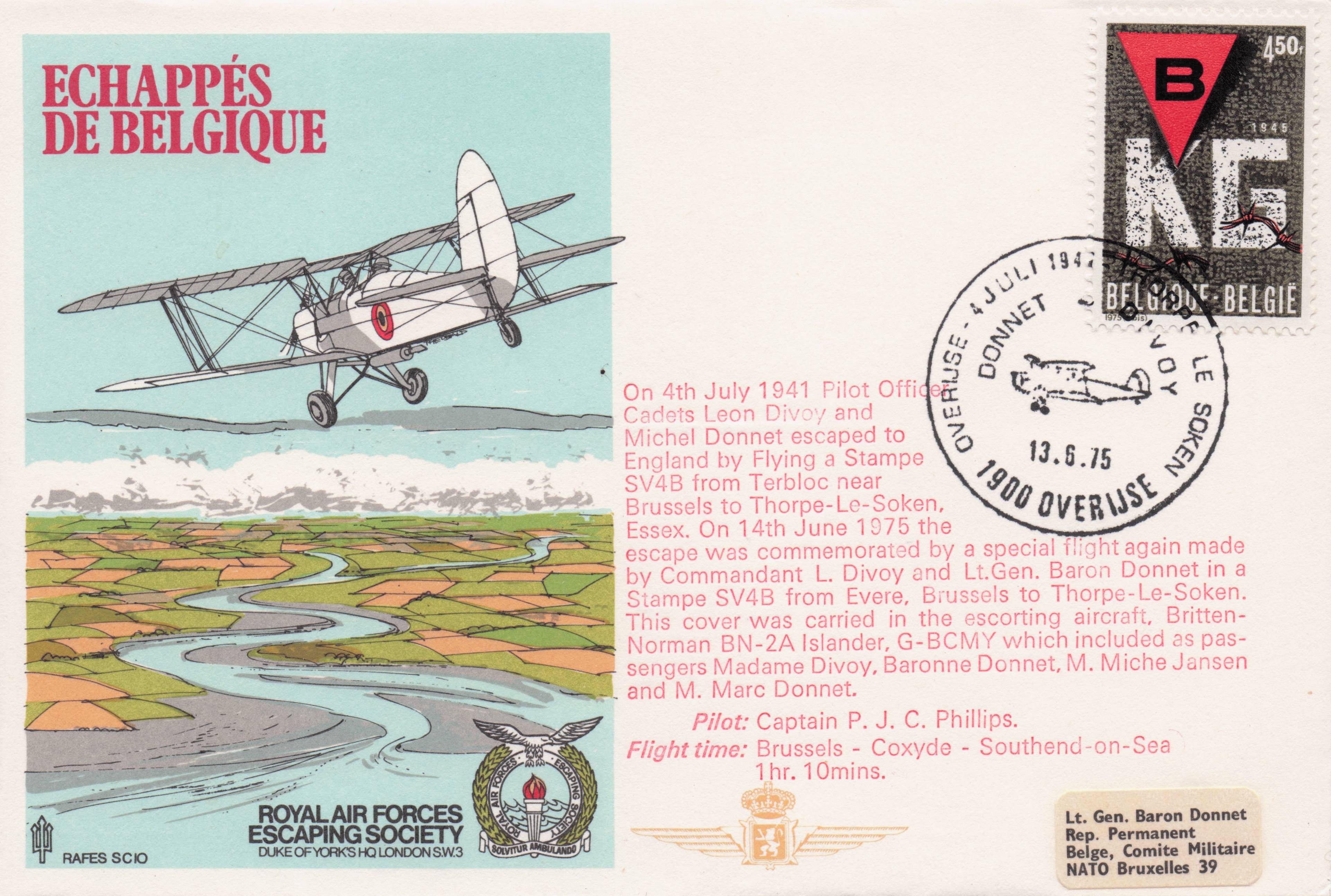 Belgium Flemish WW2 Rare Military Royal Air Forces Escaping Society FDC