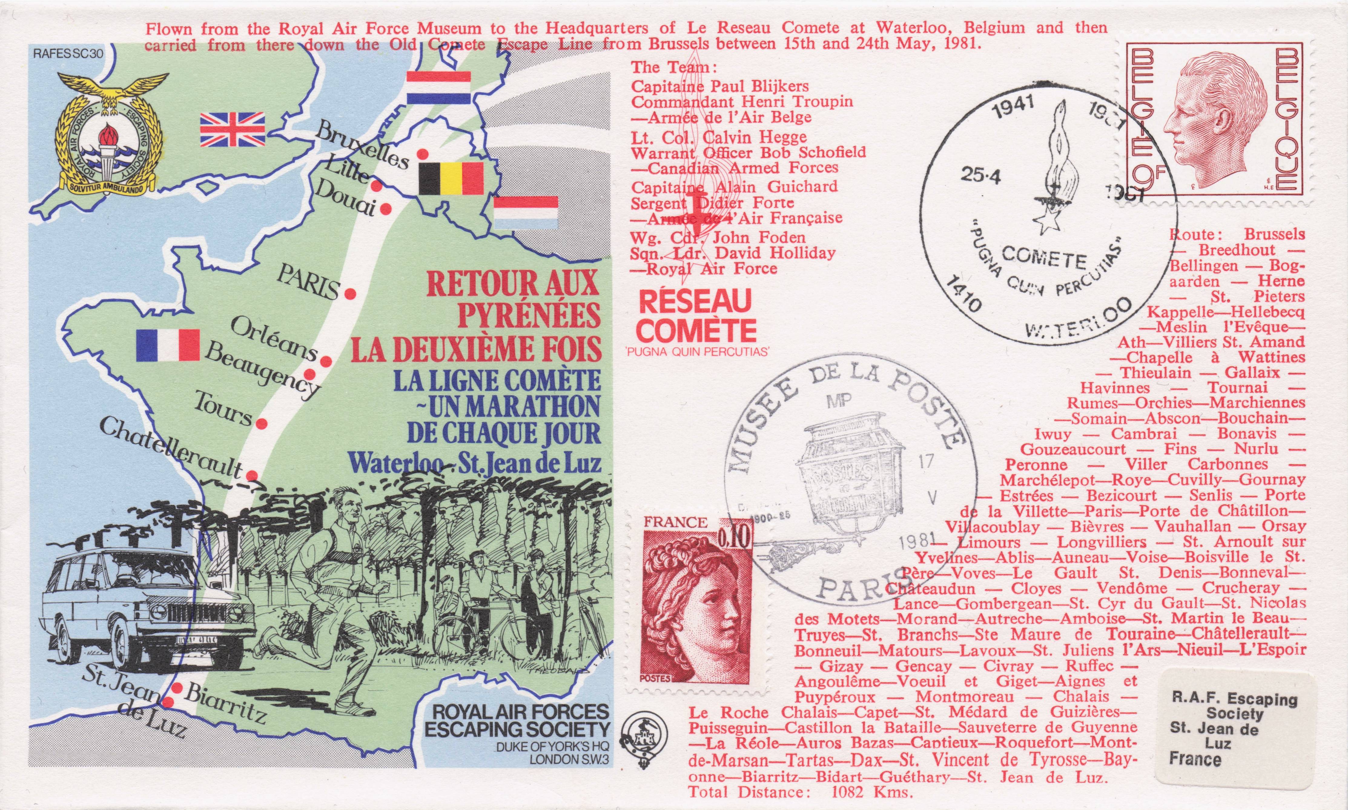 Belgian Waterloo WW2 Military Royal Air Forces Escaping Society FDC