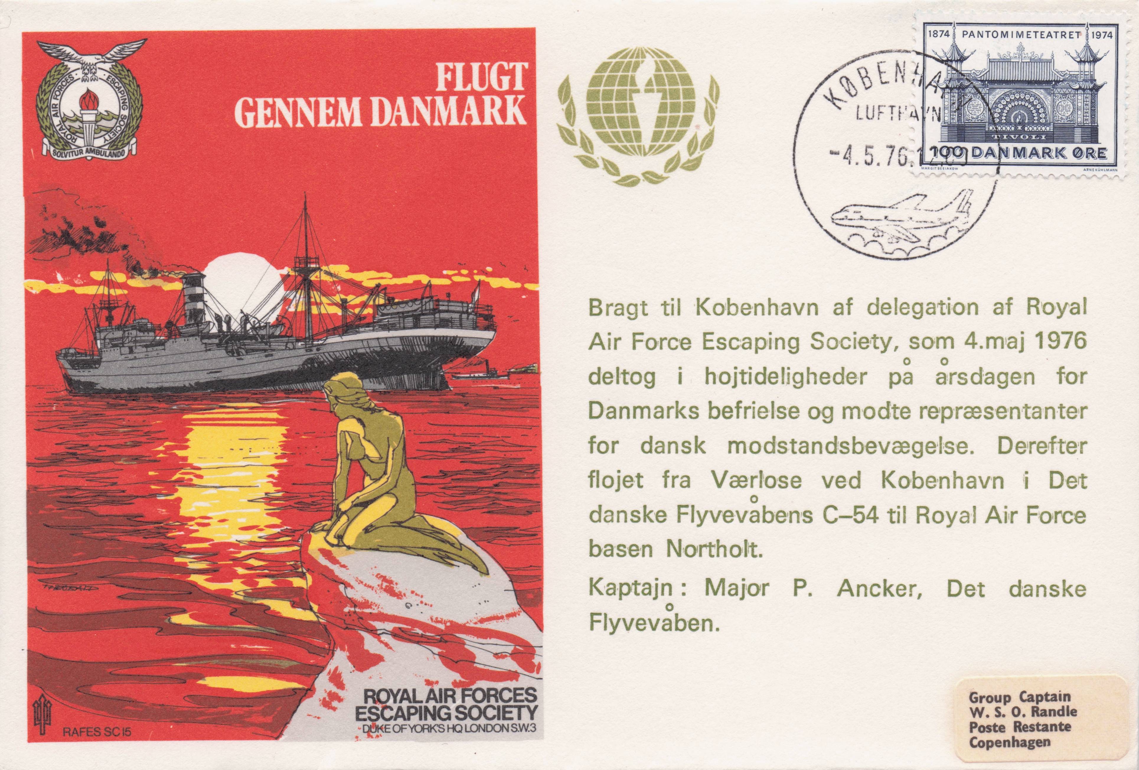 Flugt Genhem Danmark Denmark WW2 Royal Air Forces Escaping Society FDC