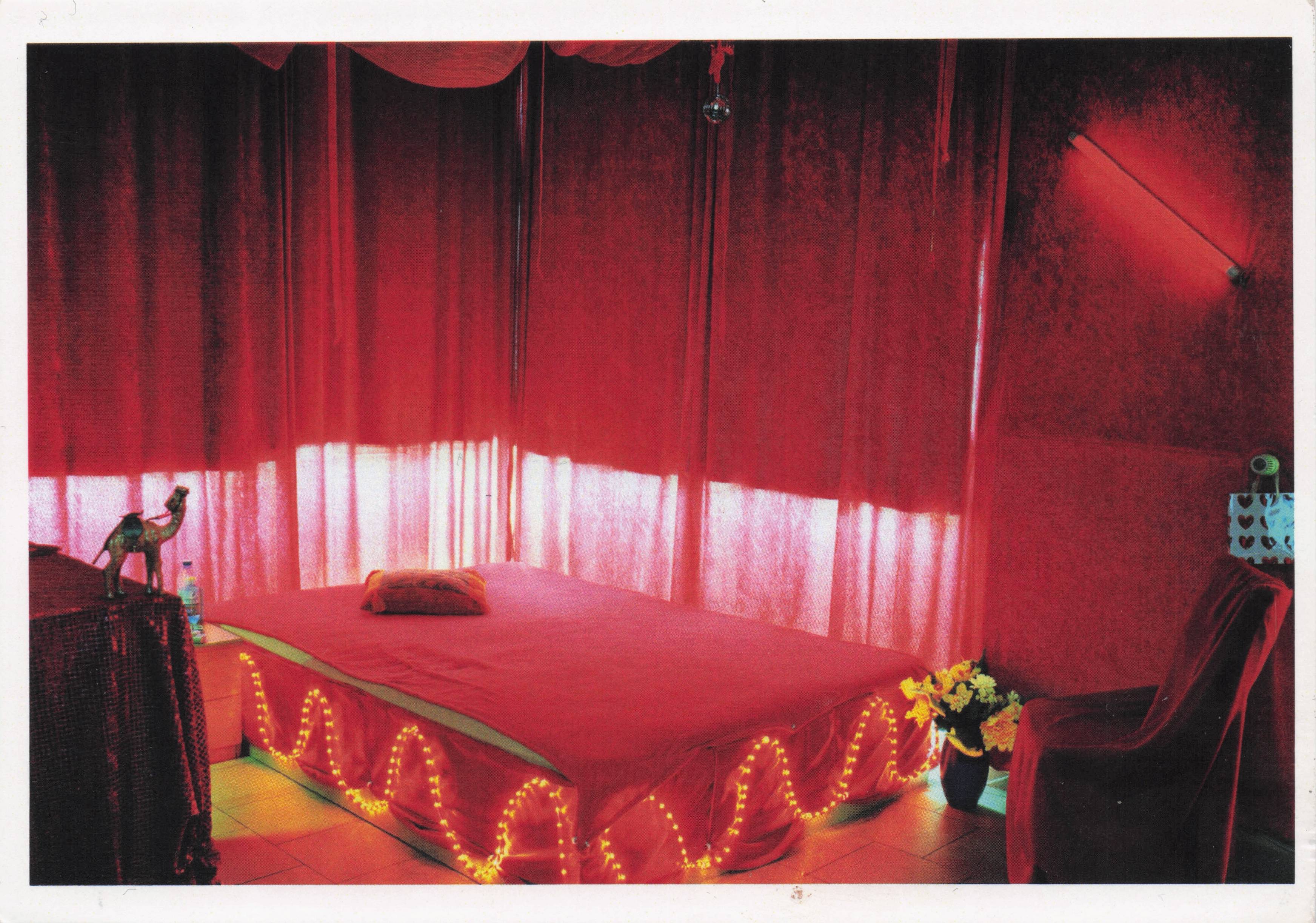 Red Theatre Drapery Bed Room Surrealist Photo Art Award Postcard