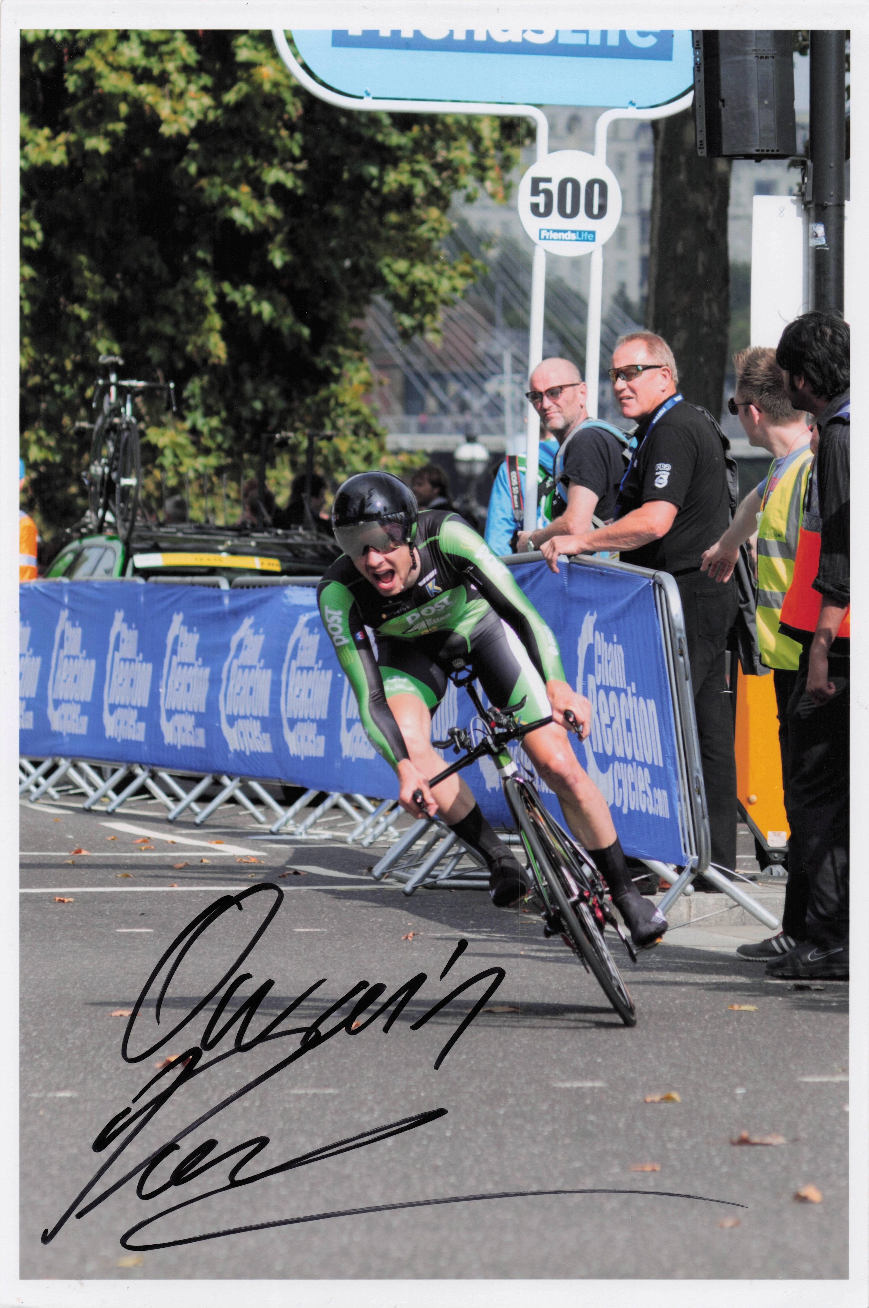 Owain Doull Welsh Cyclist 2014 Tour Of Britain 12x8 Hand Signed Photo