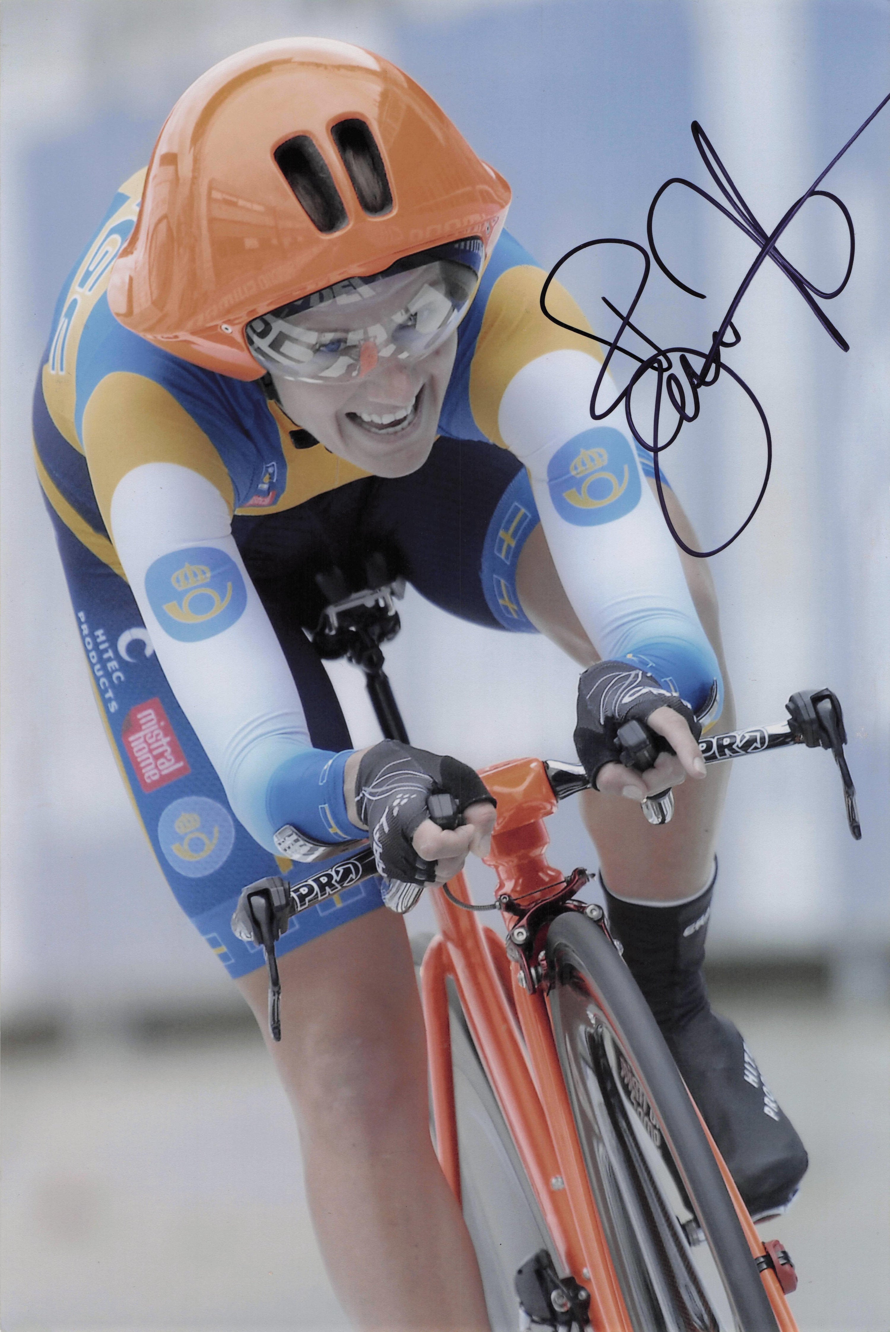 Emma Johansson Womens Swedish Sweden Cyclist 12x8 Hand Signed Photo