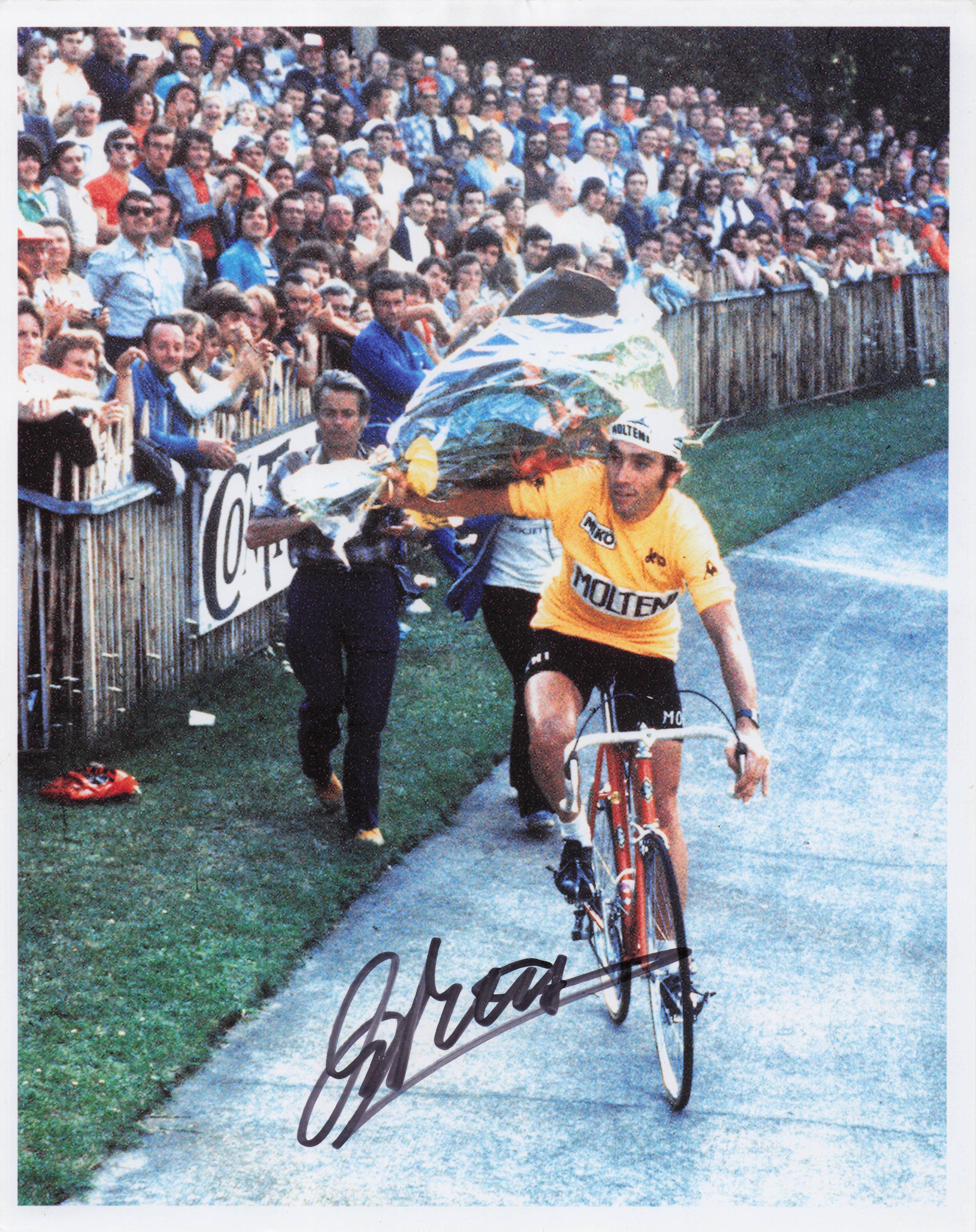 Eddie Merckz Belgium Cycling 1977 Tour De France Victory Lap Hand Signed Photo