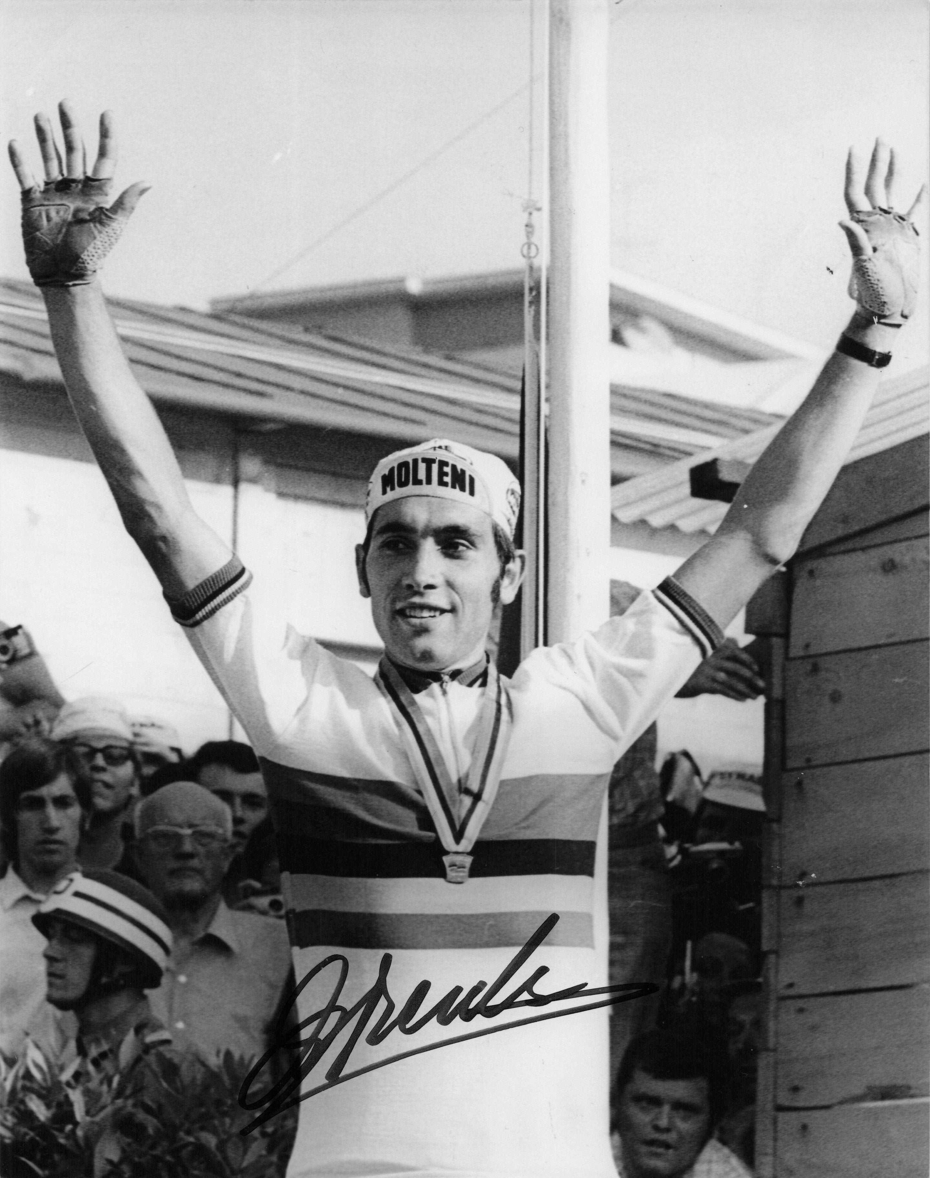 Eddie Merckx Belgium Cyclist 1971 Switzerland Championship Hand Signed Photo