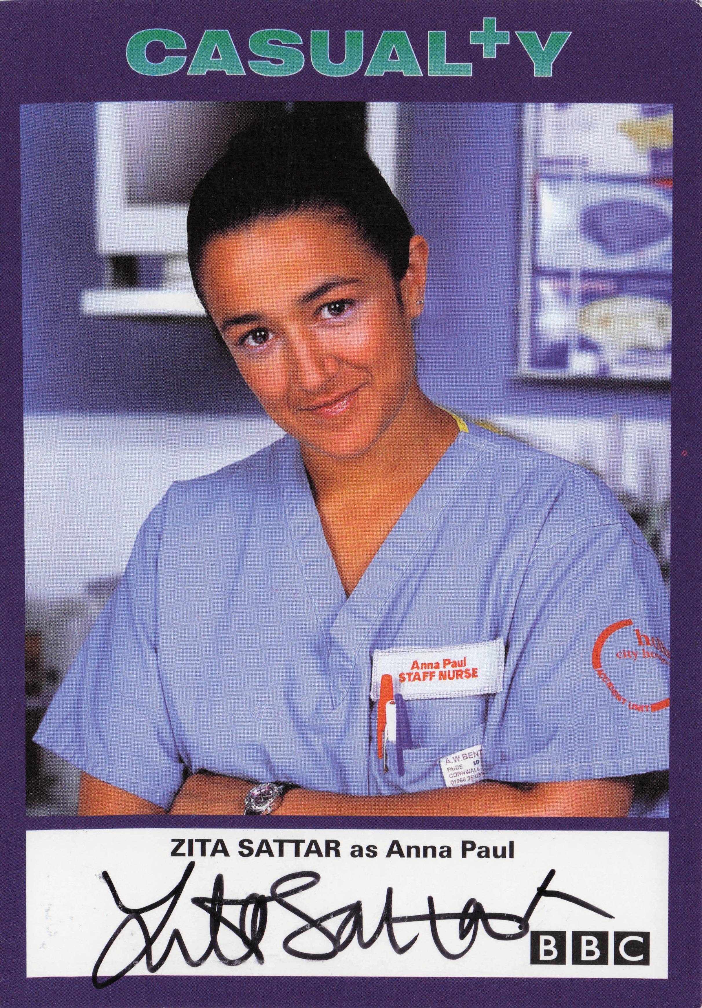 Zita Sattar as Anna Paul BBC Casualty Hand Signed Cast Card Photo
