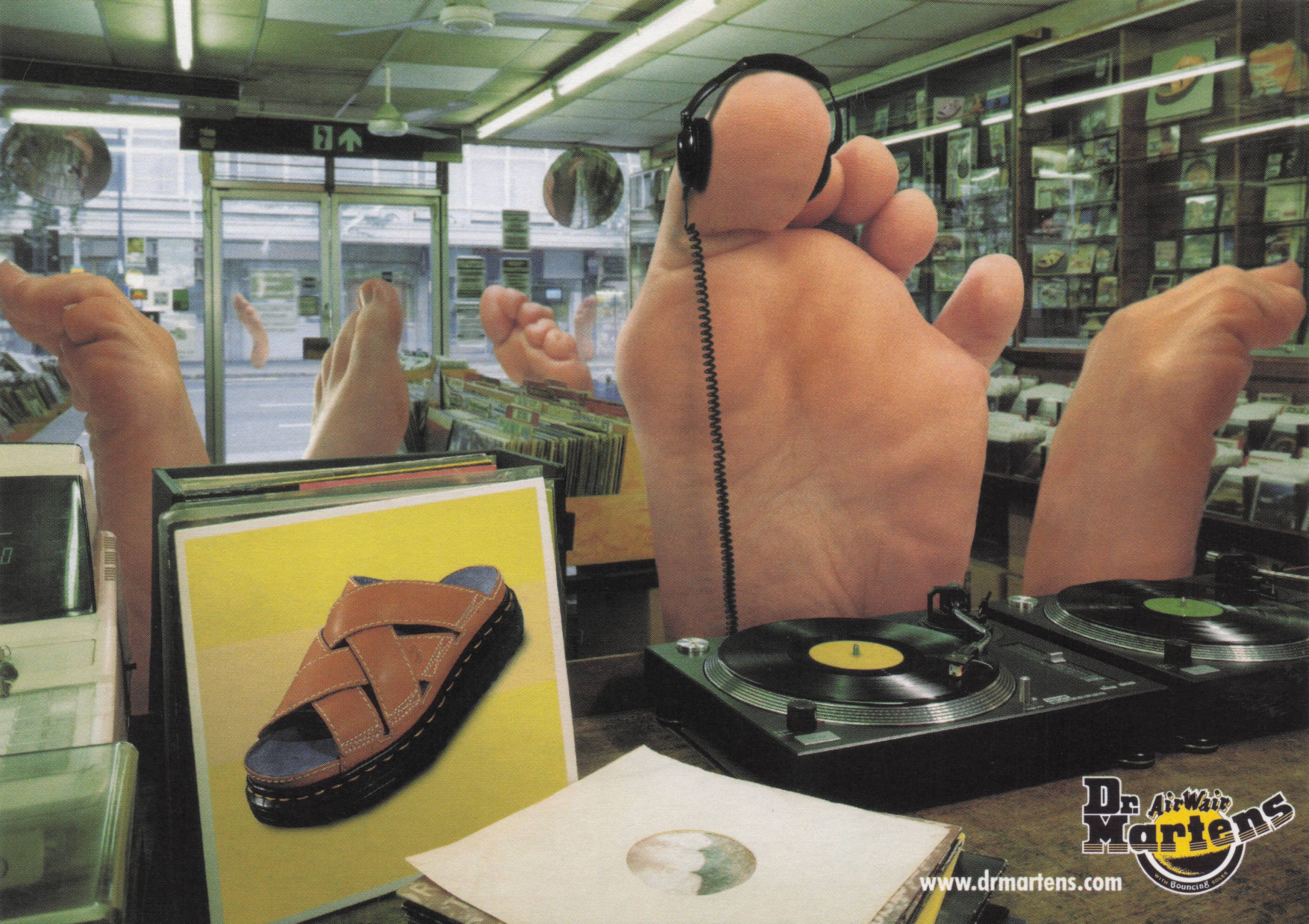 Smelly Feet DJ ing Dance Vinyl Dr Martens Shoes Advertising Postcard