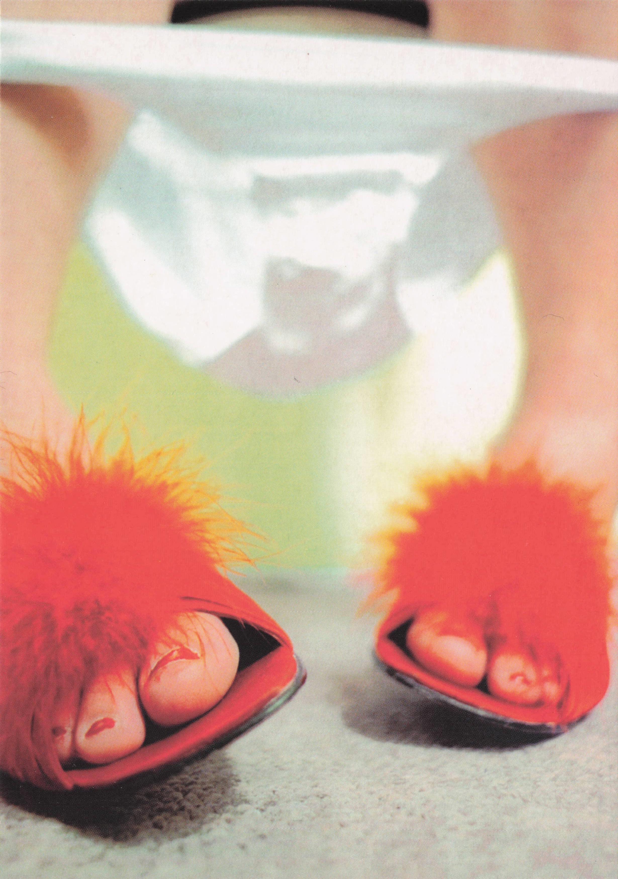 Red Fluffy Sandal Shoes Lady On Toilet Comic Boomerang Postcard