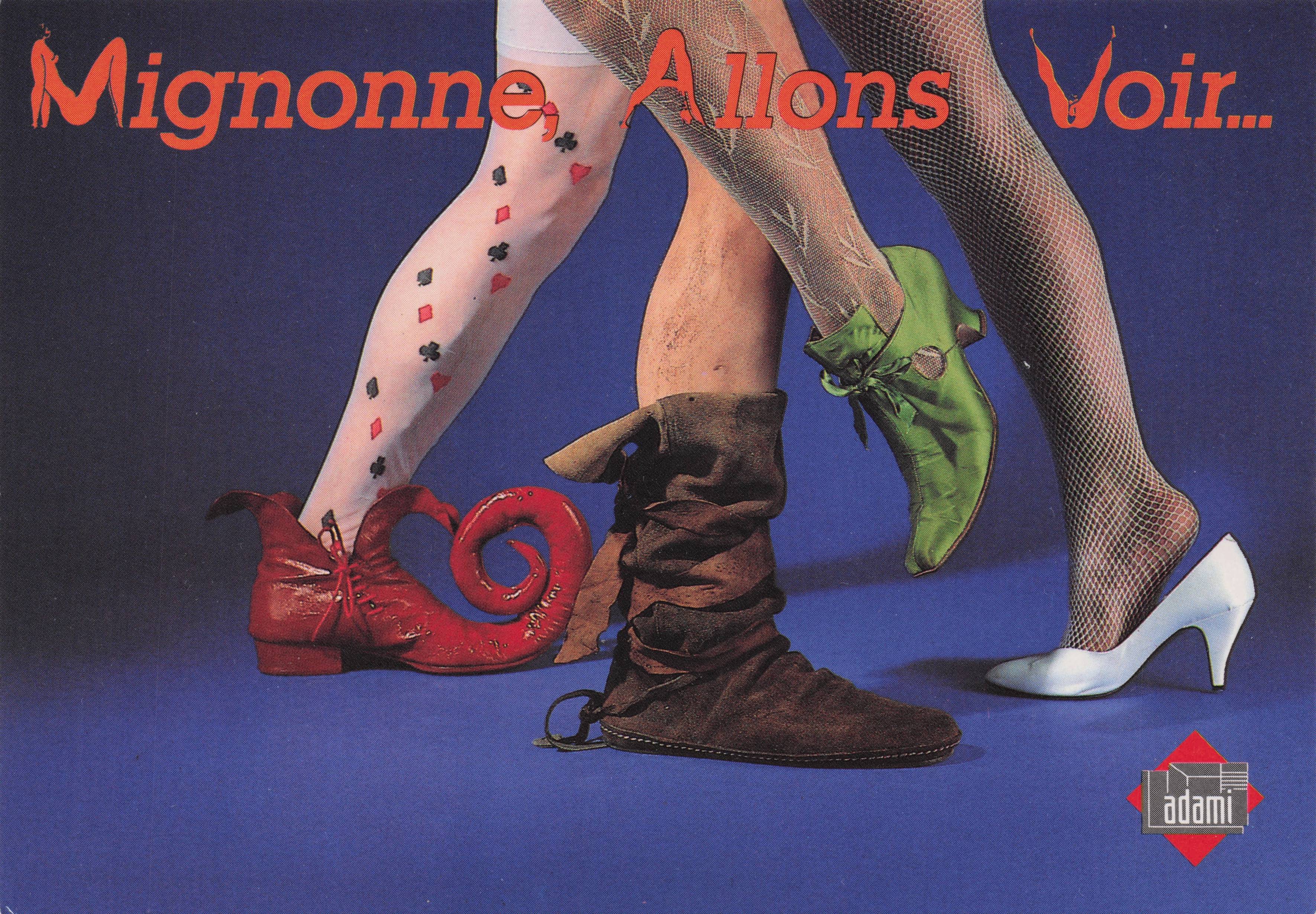 Mignonne Allons Voir French Red Devil Shoes Pixie Elf Fashion Postcard